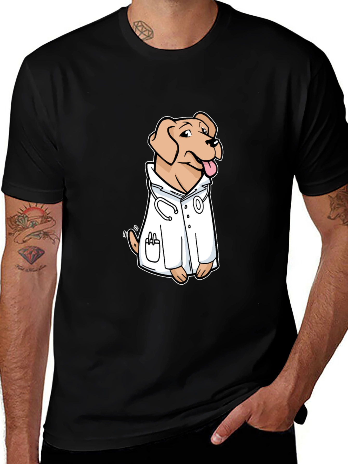 Variant 5 of Doctor Dog T-Shirt - Black Novelty Tee