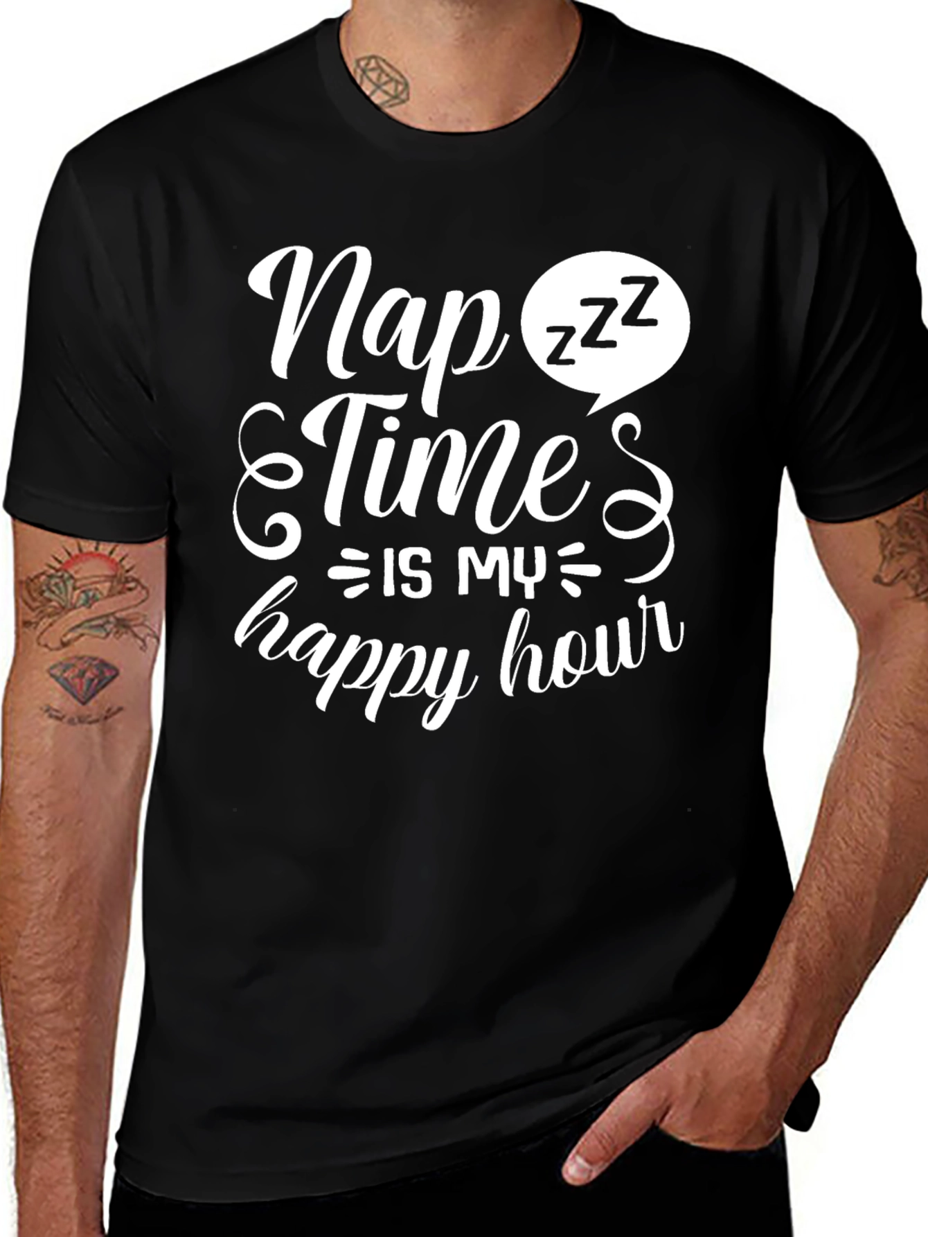 Variant 18 of Nap Time Happy Hour Black Graphic Tee