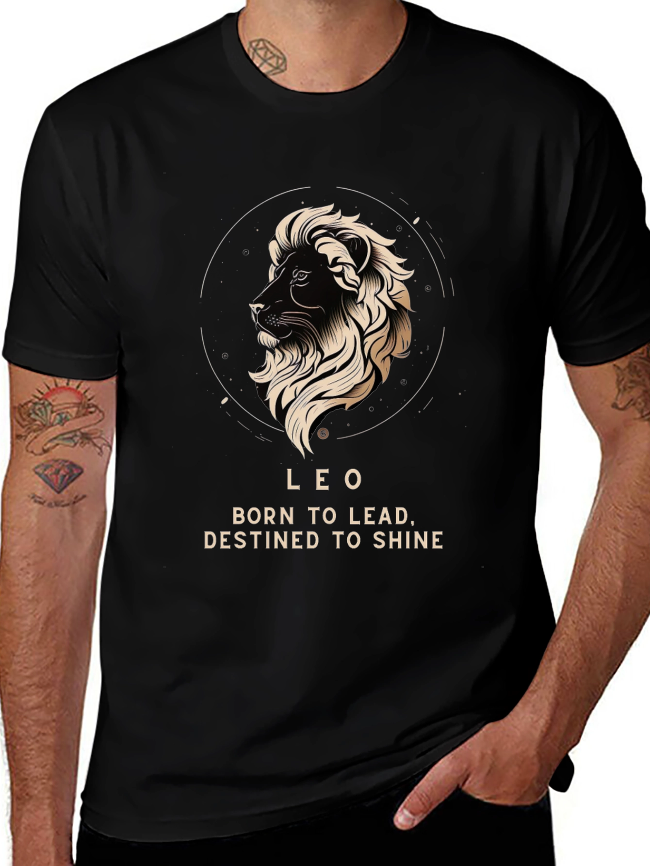 Variant 2 of Leo Zodiac T-Shirt - Born to Lead, Destined to Shine - Black