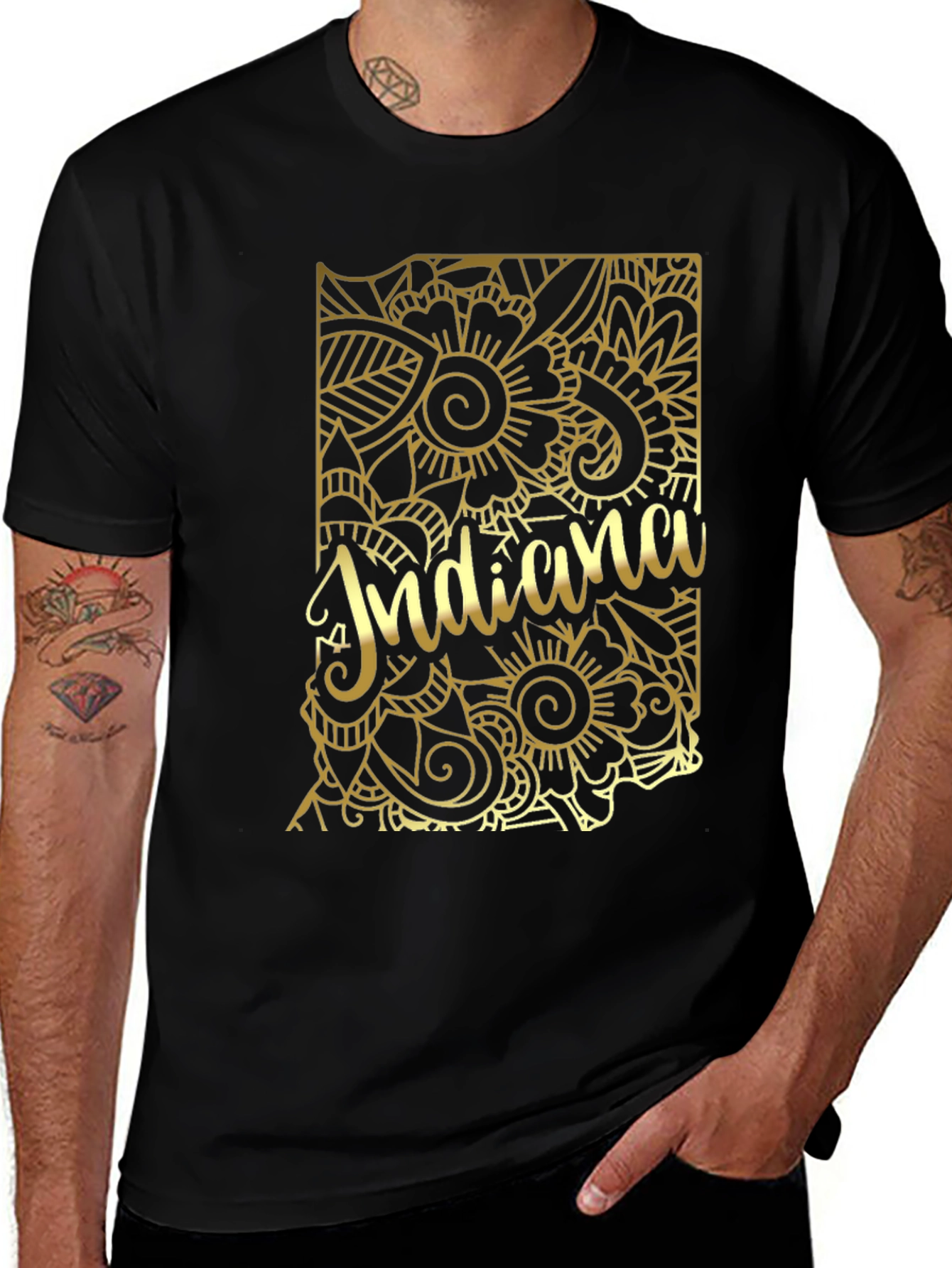 Variant 8 of Indiana State Gold Floral T-Shirt