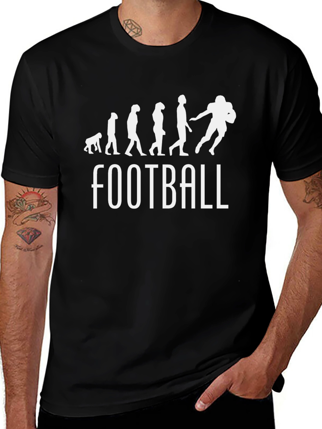 Variant 6 of Football Evolution Graphic T-Shirt - Black, Classic Fit