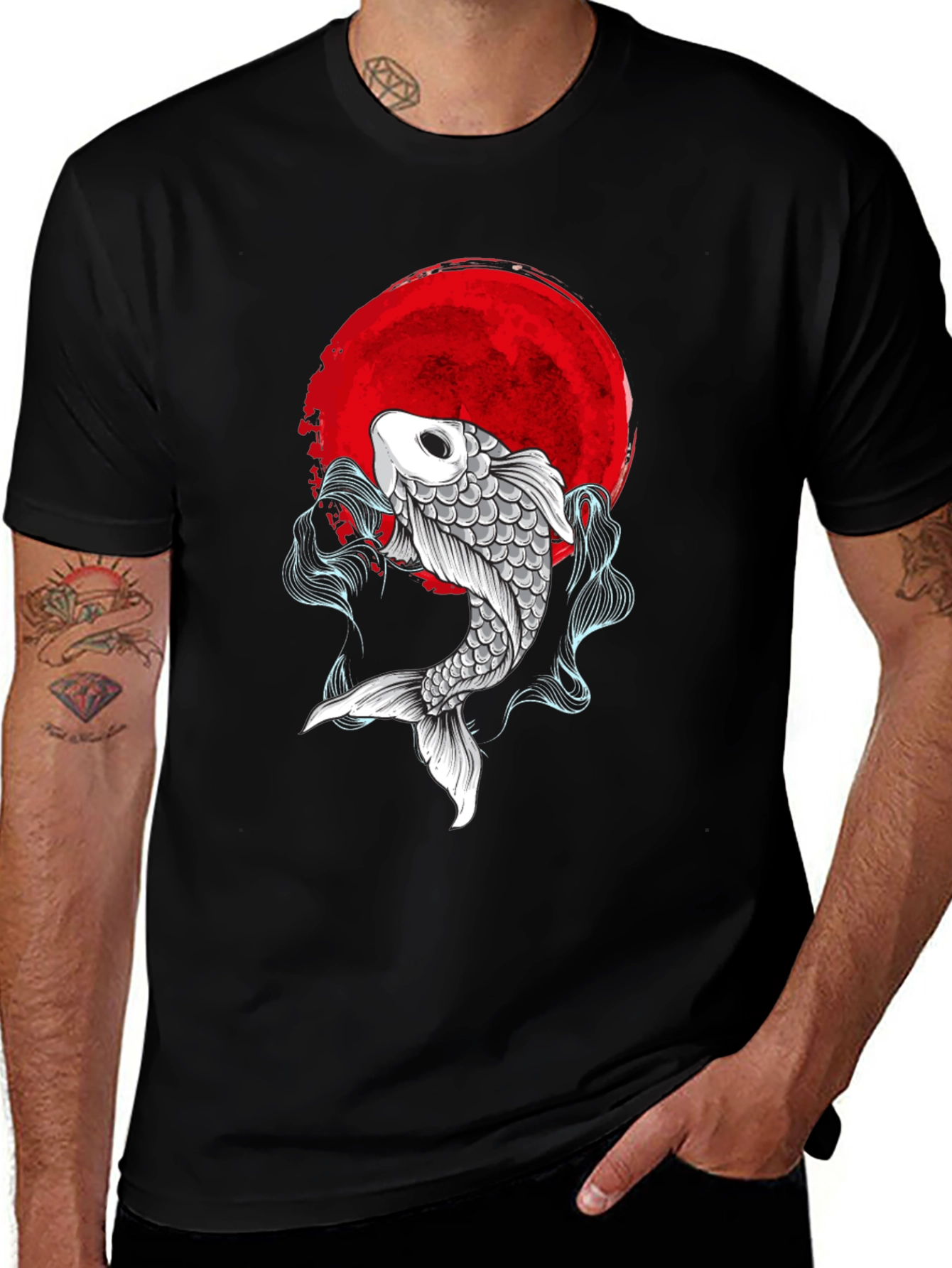 Variant 28 of Koi Fish Red Moon Graphic Tee - Stylish & Unique