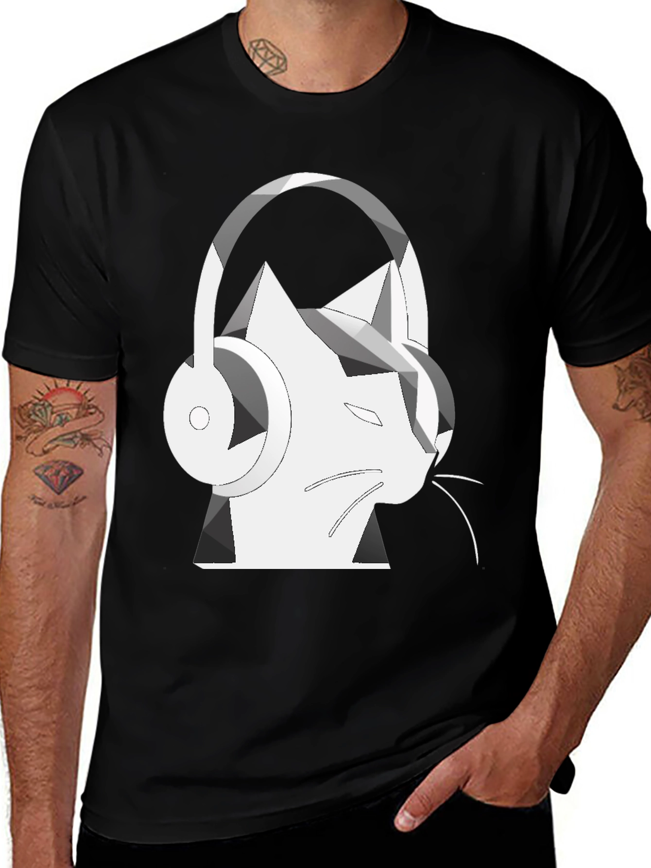 Variant 15 of Cat Headphone Graphic T-Shirt
