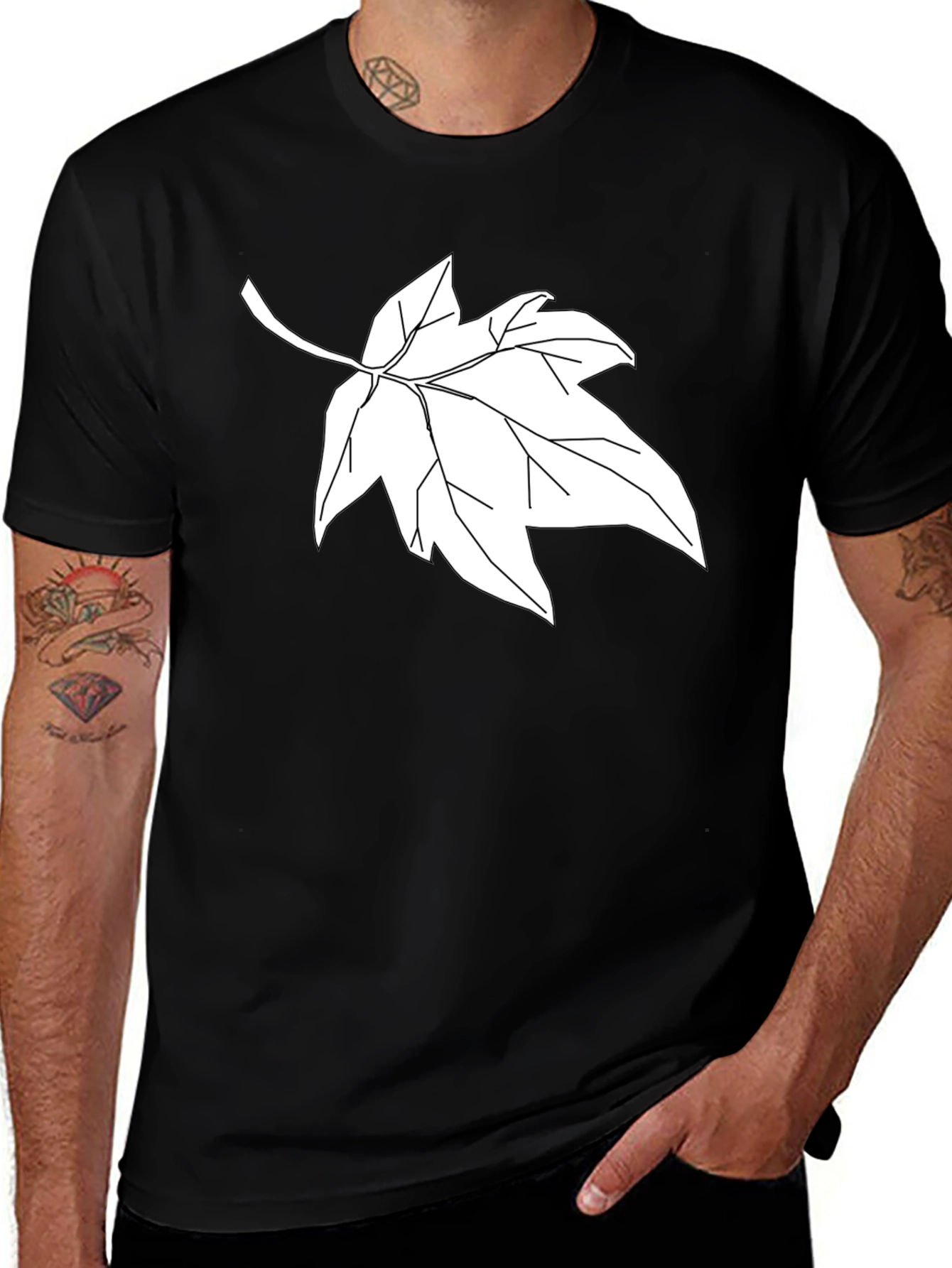 Variant 21 of Maple Leaf Graphic Tee - Stylish Black Cotton Comfort