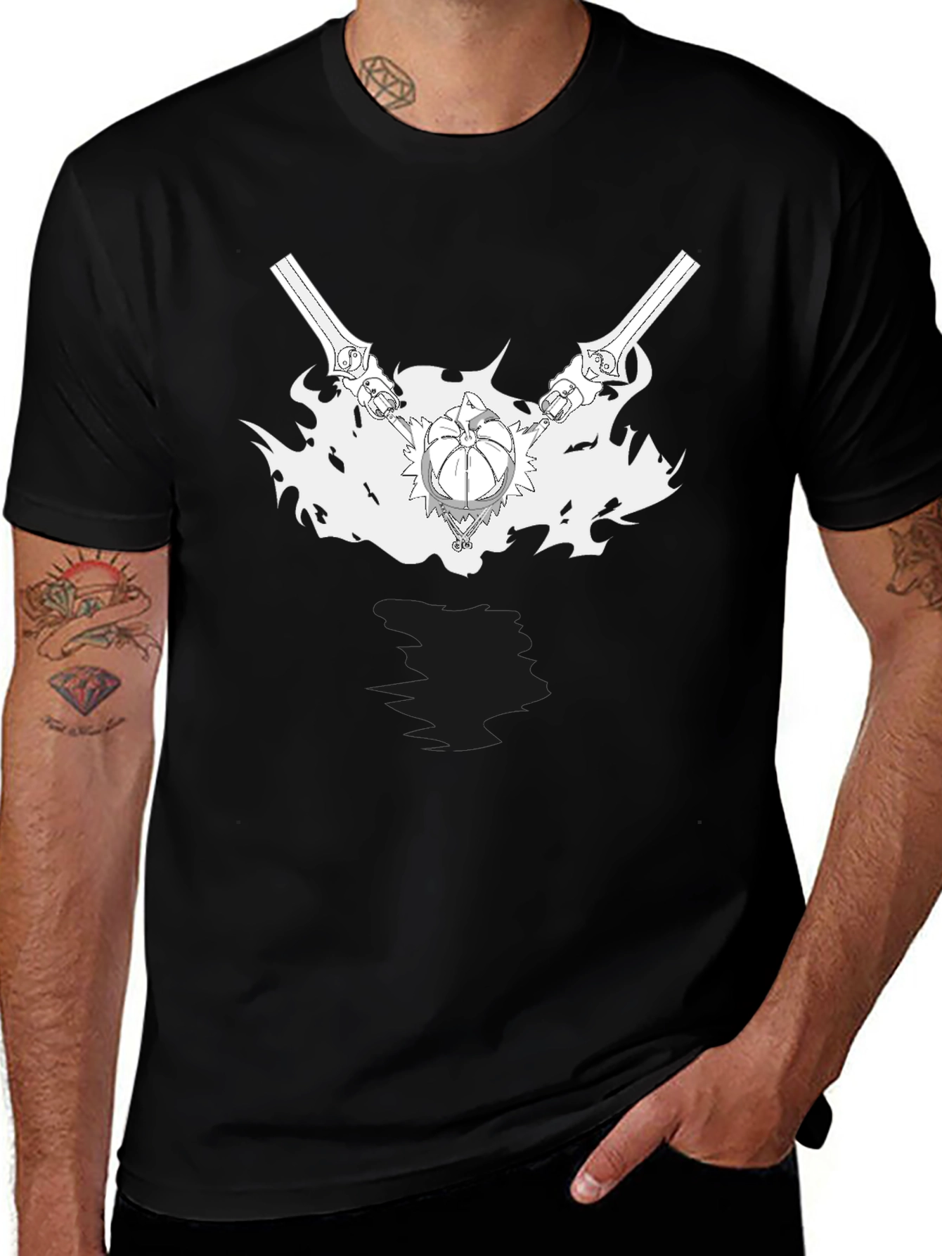 Variant 24 of Black T-Shirt with Anime Sword Design