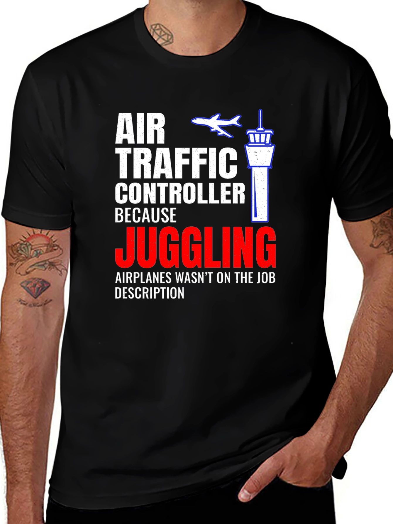 Variant 3 of Air Traffic Controller Juggling Airplane Graphic T-Shirt
