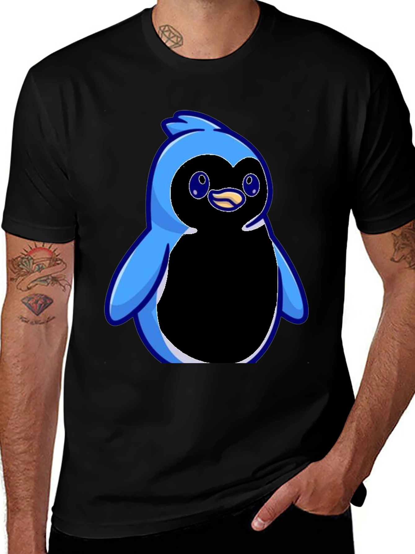 Variant 23 of Blue Penguin Graphic Black T-Shirt