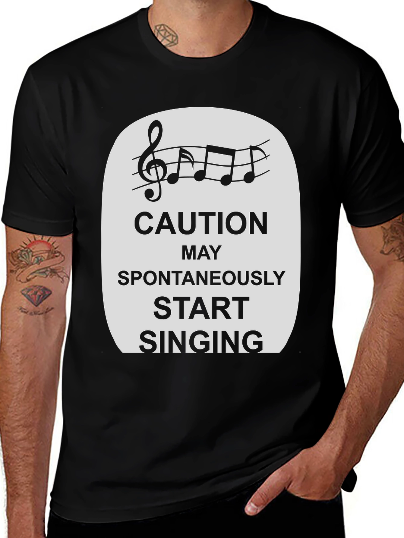Variant 4 of Caution Spontaneously Start Singing T-Shirt