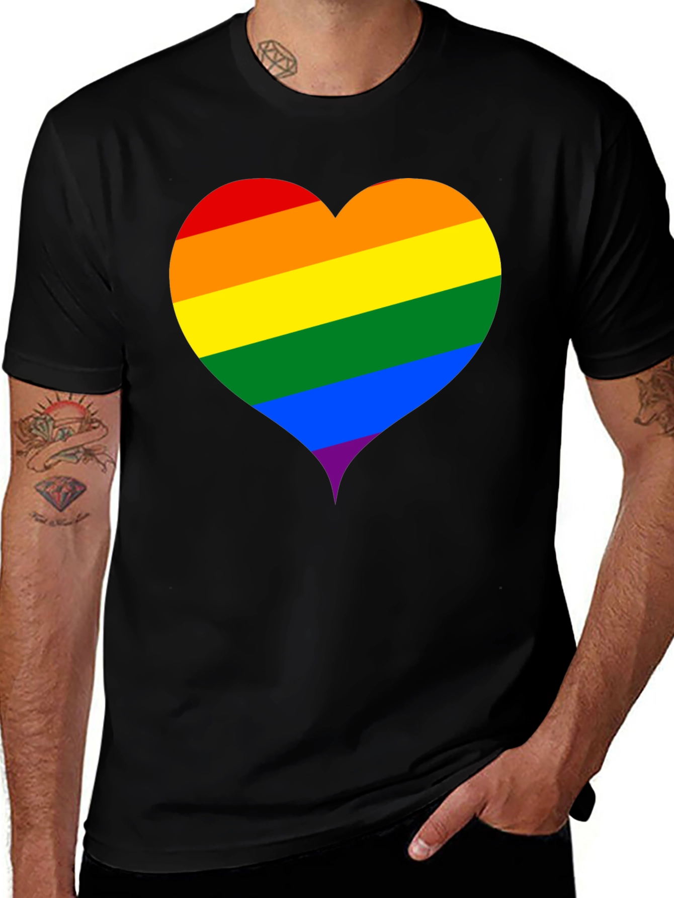 Variant 16 of Pride Heart T-Shirt - Black LGBTQ+ Love Tee