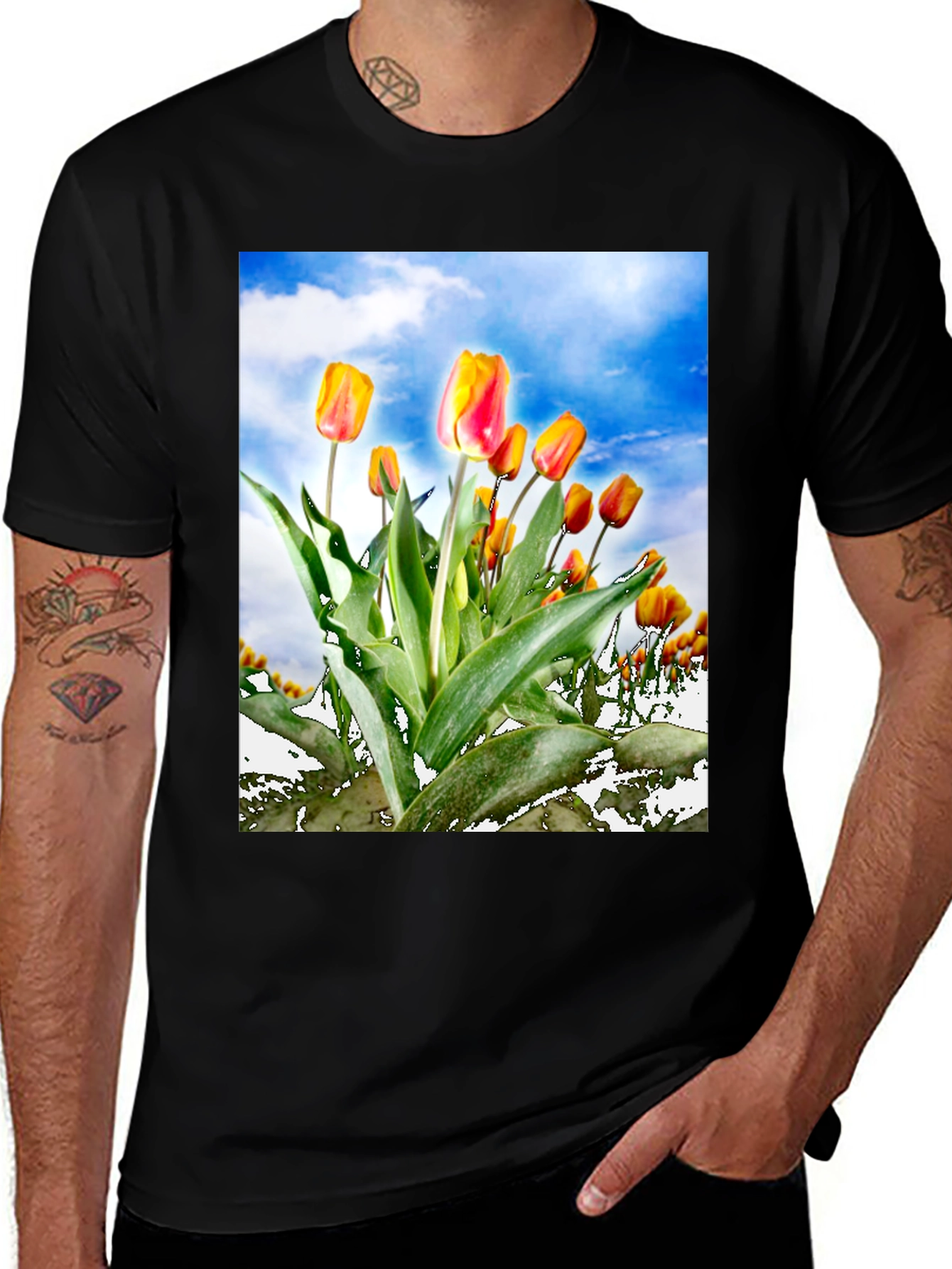 Variant 8 of Floral T-Shirt - Tulip Design