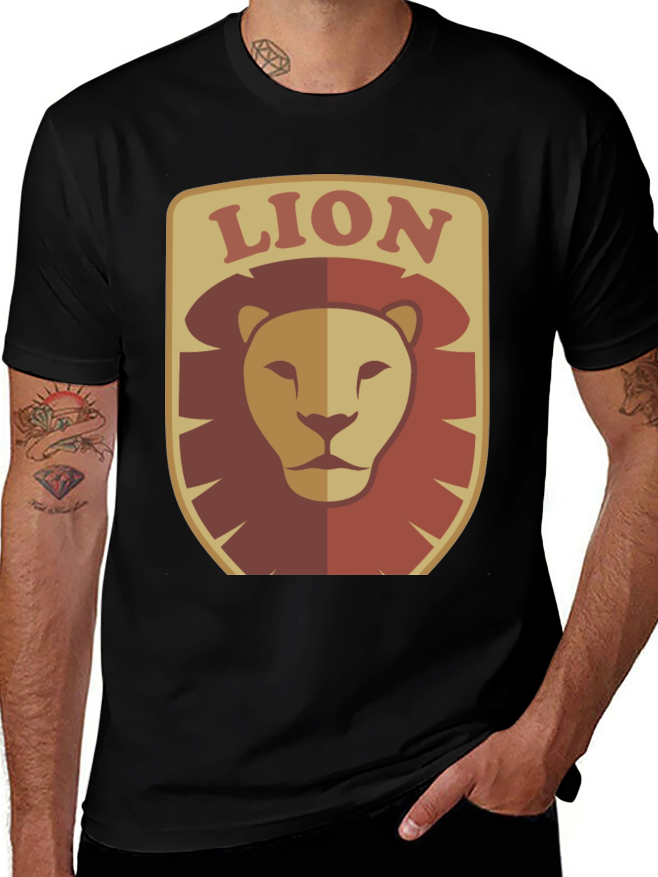 Variant 12 of Lion Graphic Print Black T-Shirt