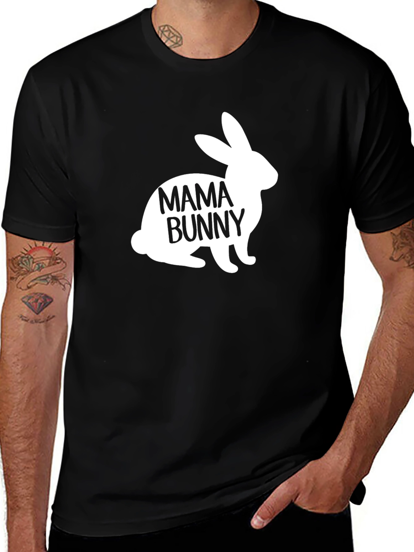 Mama Bunny Black T-Shirt