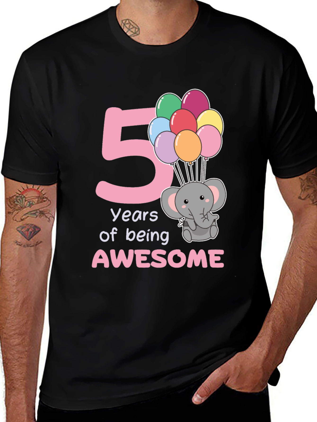 5th Birthday Elephant Balloon T-Shirt