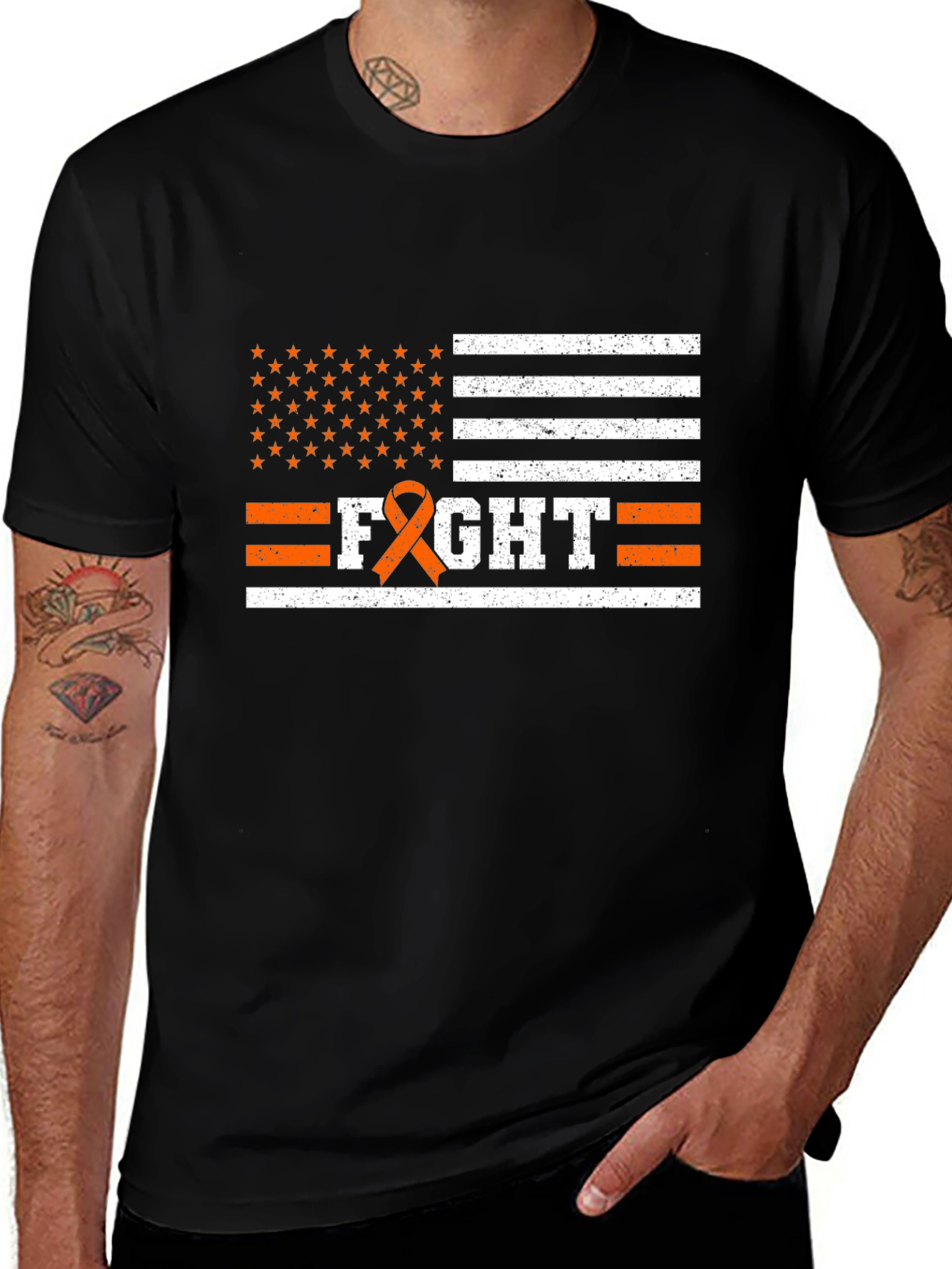 Variant 4 of Fight Cancer Awareness T-Shirt Black