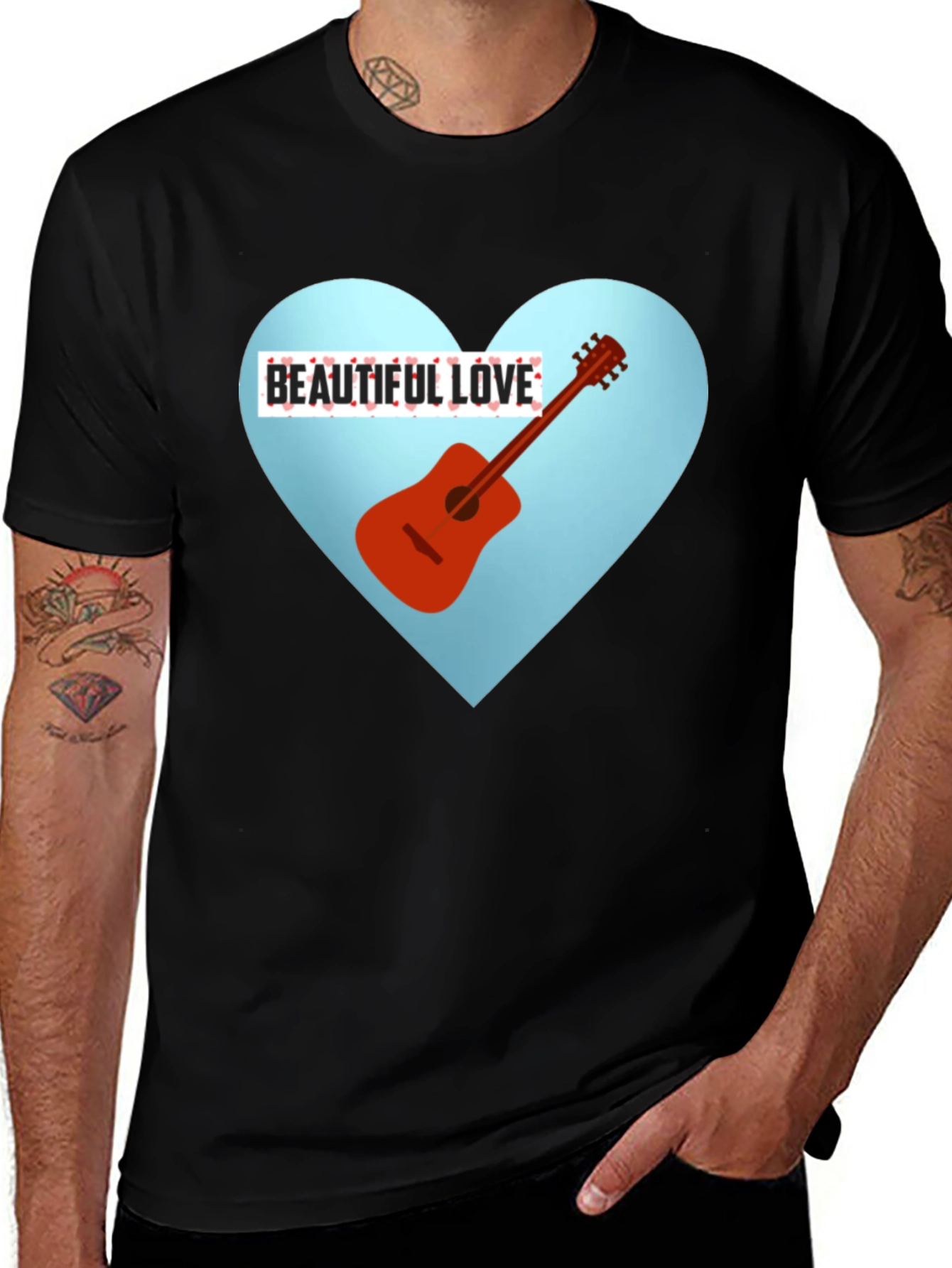 Variant 4 of Beautiful Love Guitar T-Shirt