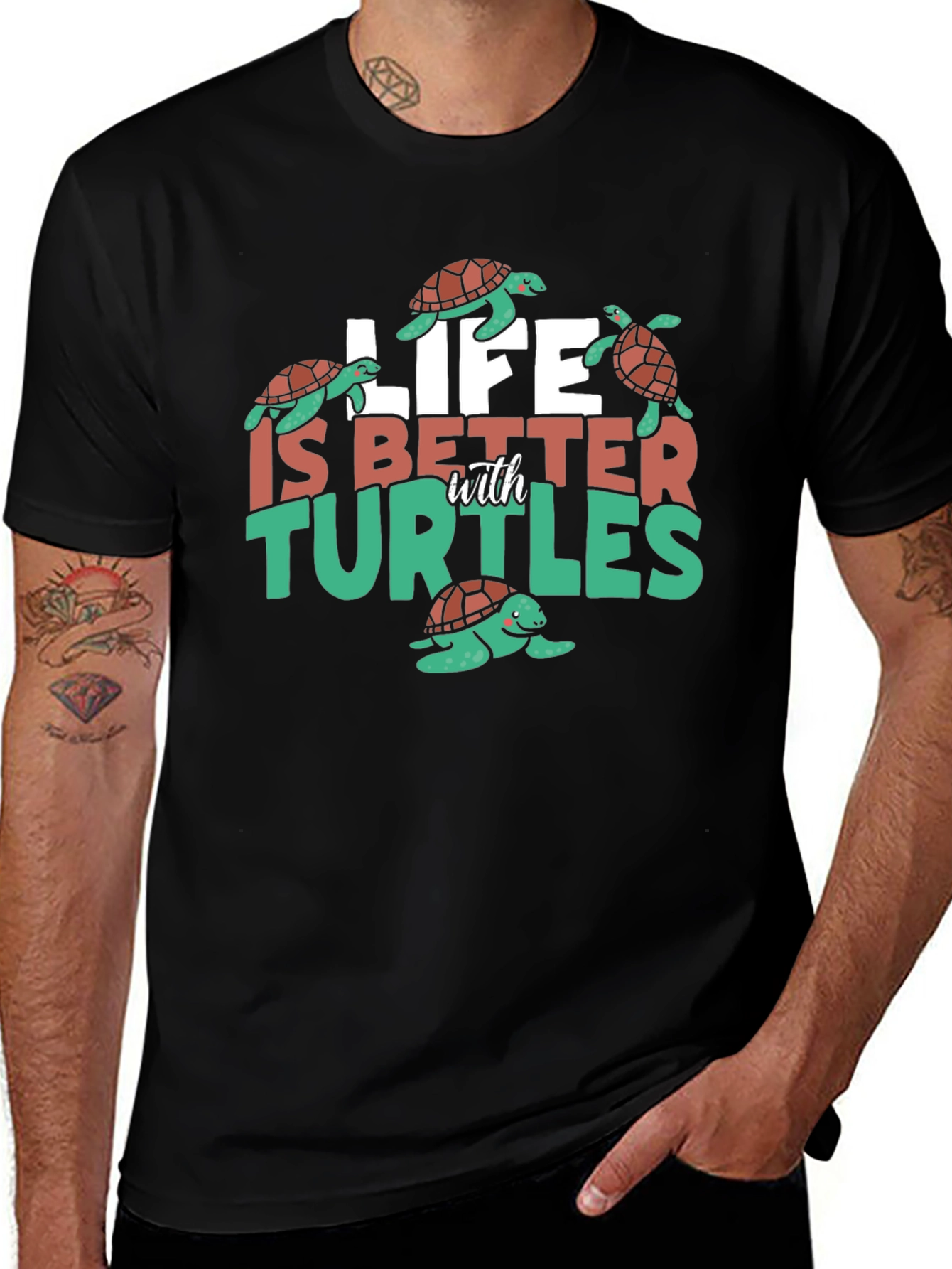 Black Life is Better with Turtles Graphic Tee main image