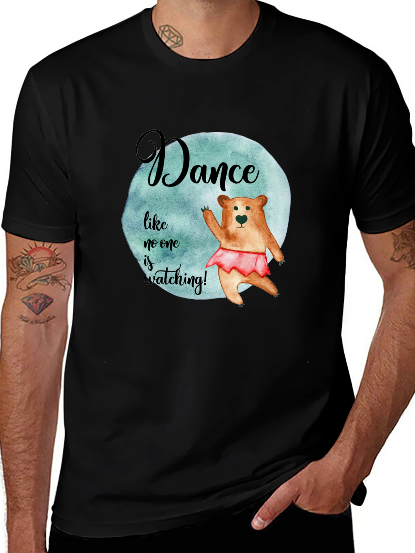 Variant 8 of Dance Bear Graphic Tee - Unisex Black T-Shirt
