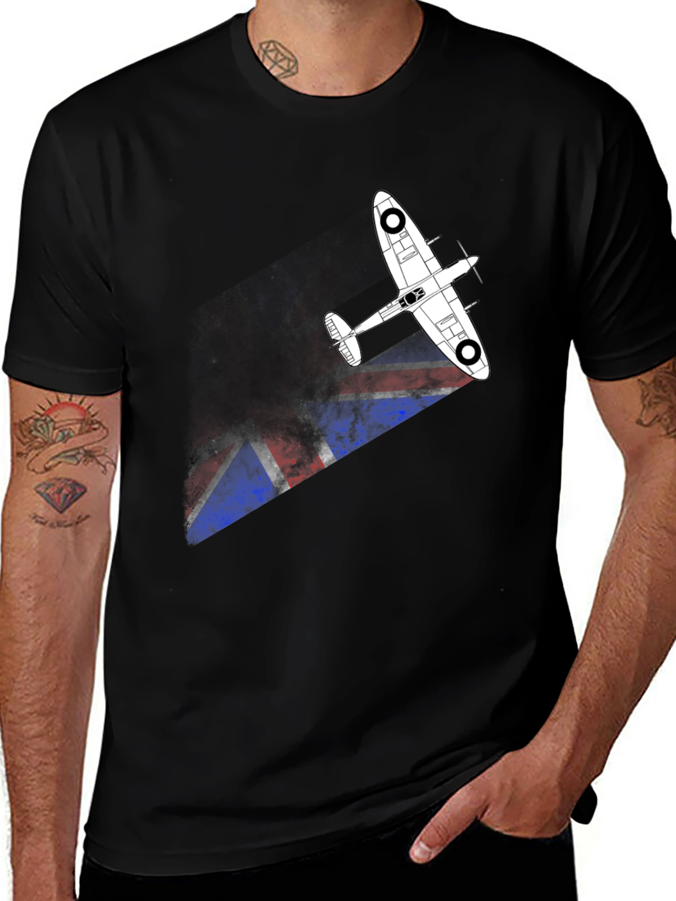 Variant 25 of Vintage Spitfire Union Jack Men's T-Shirt