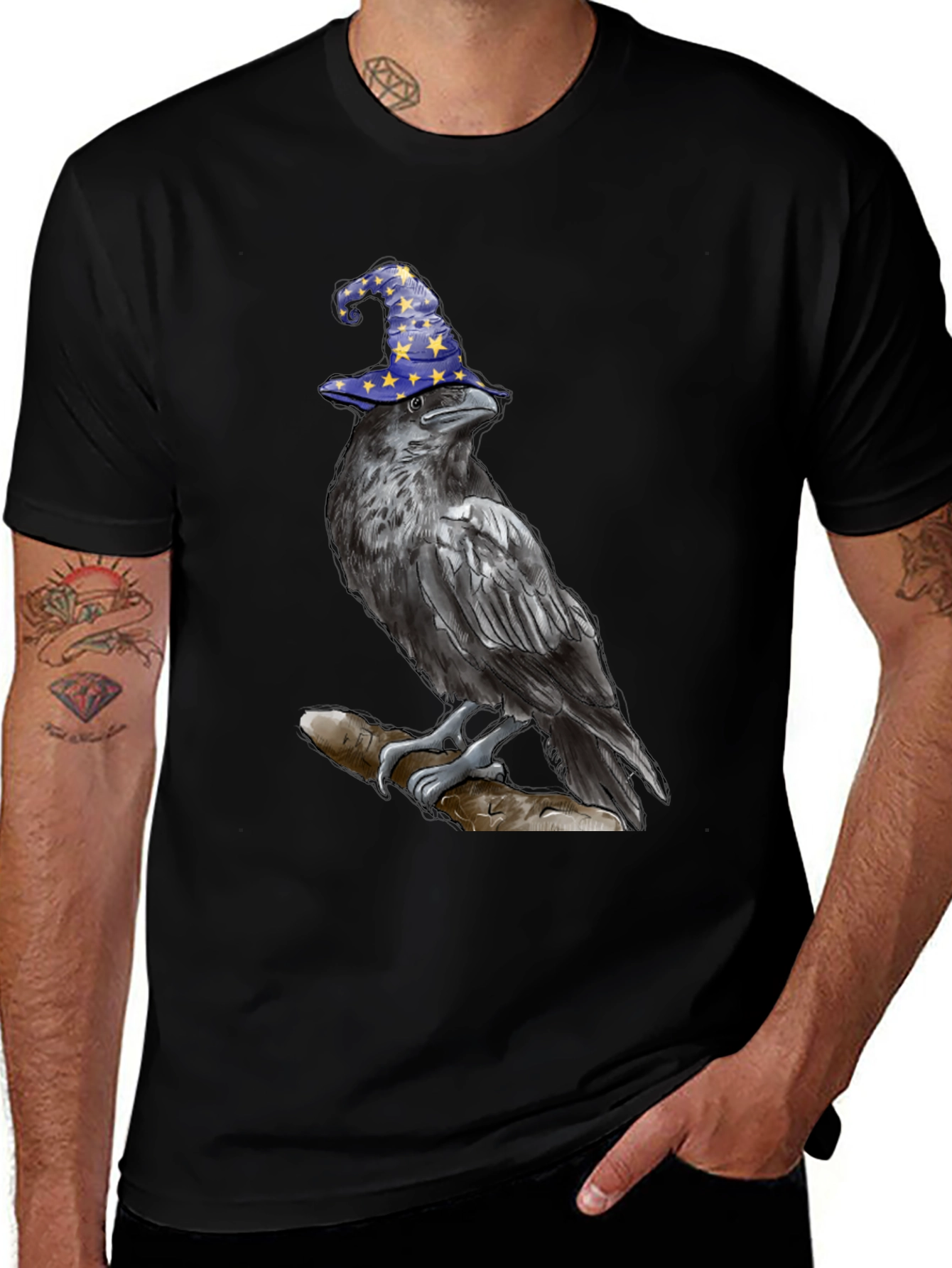 Variant 13 of Wizard Crow Graphic Tee - Black