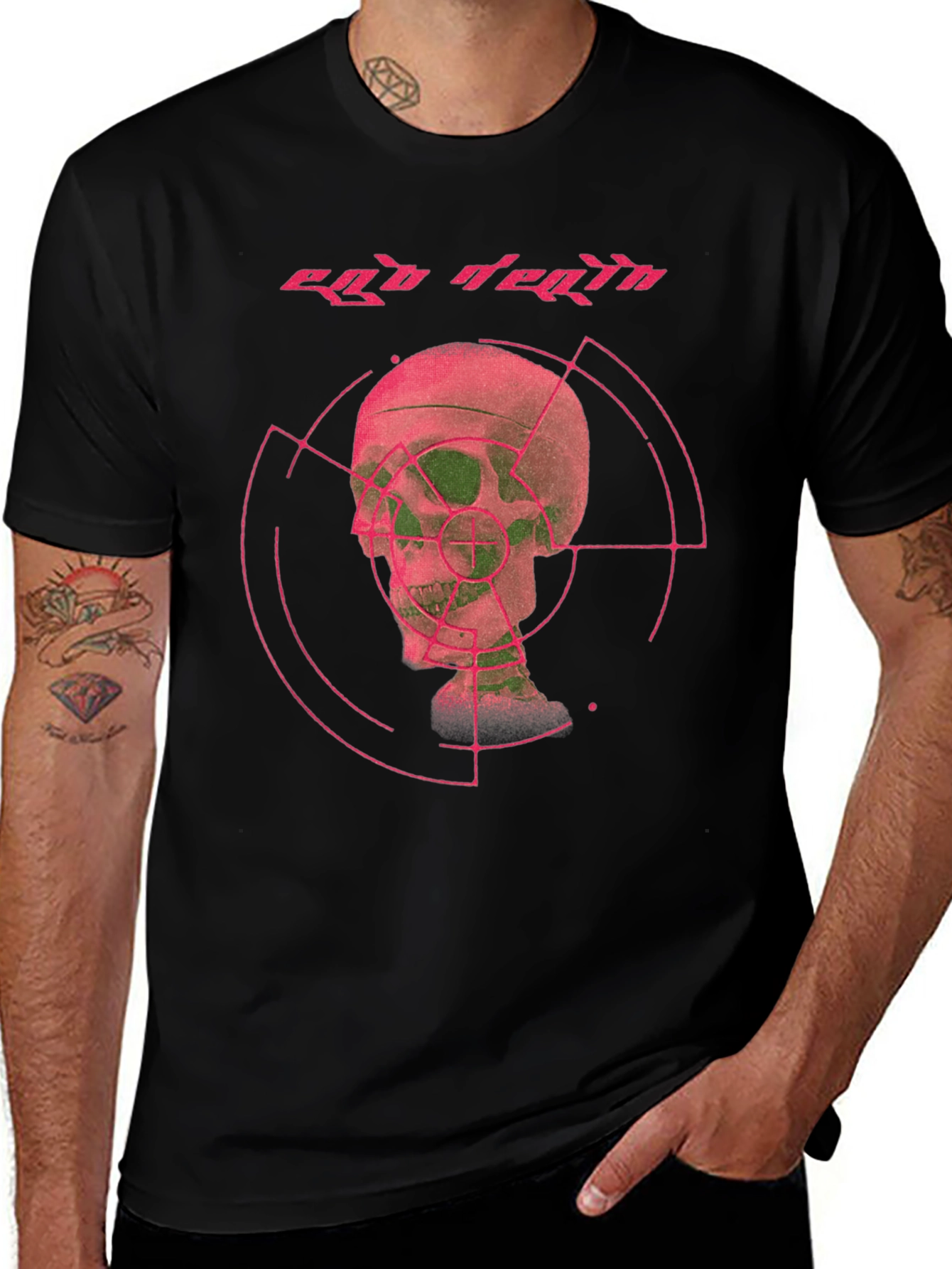 Variant 13 of Ego Death Graphic Tee - Black Cotton Skull Print