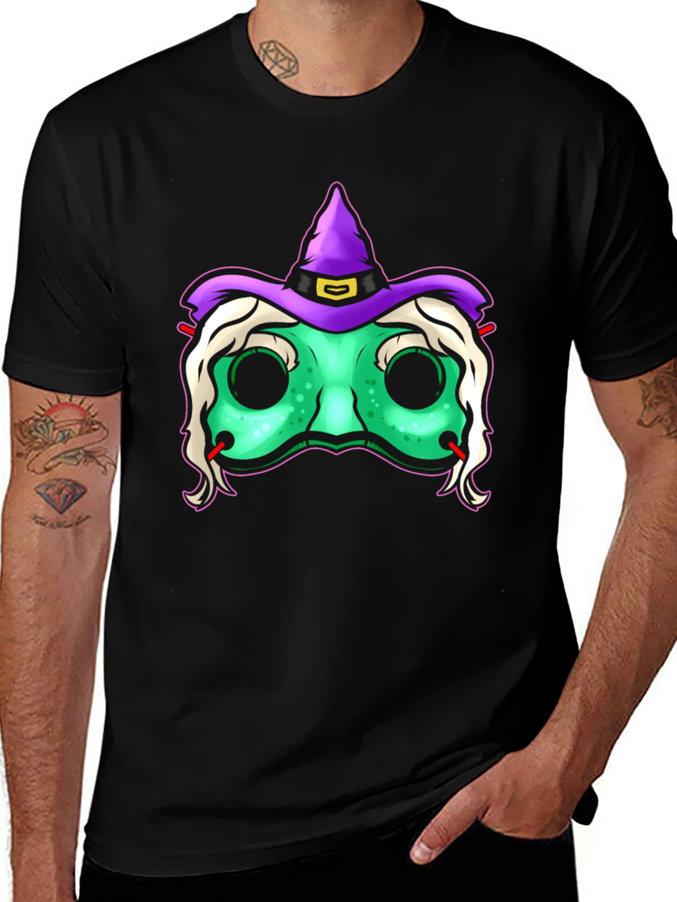 Variant 27 of Witch Mask Graphic Tee - Spooky Halloween T-Shirt