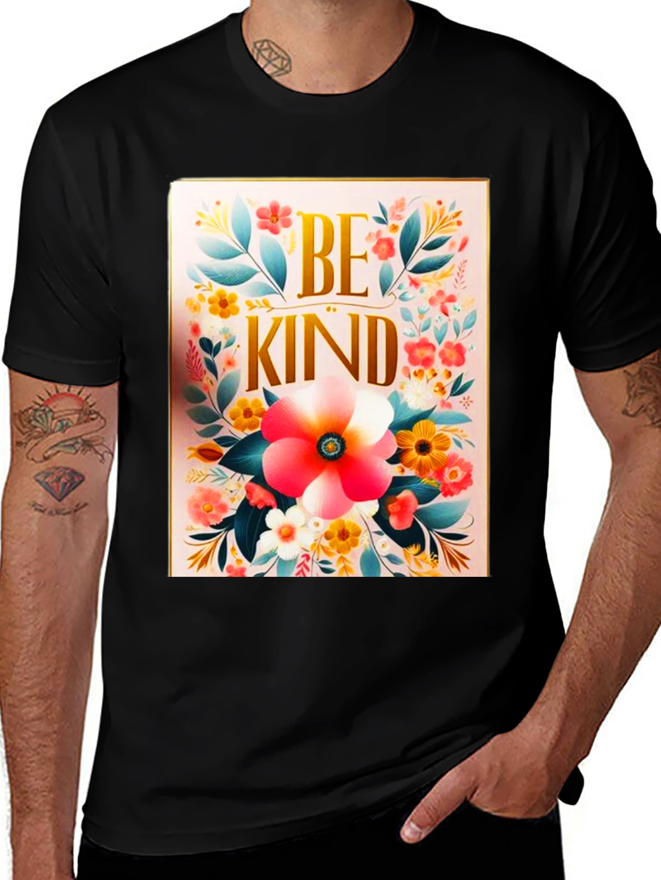Variant 26 of Be Kind Floral T-Shirt - Positive Message Tee
