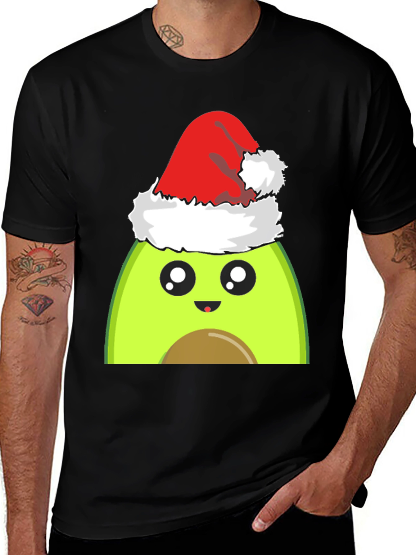 Variant 14 of Avocado Santa Hat Graphic Tee