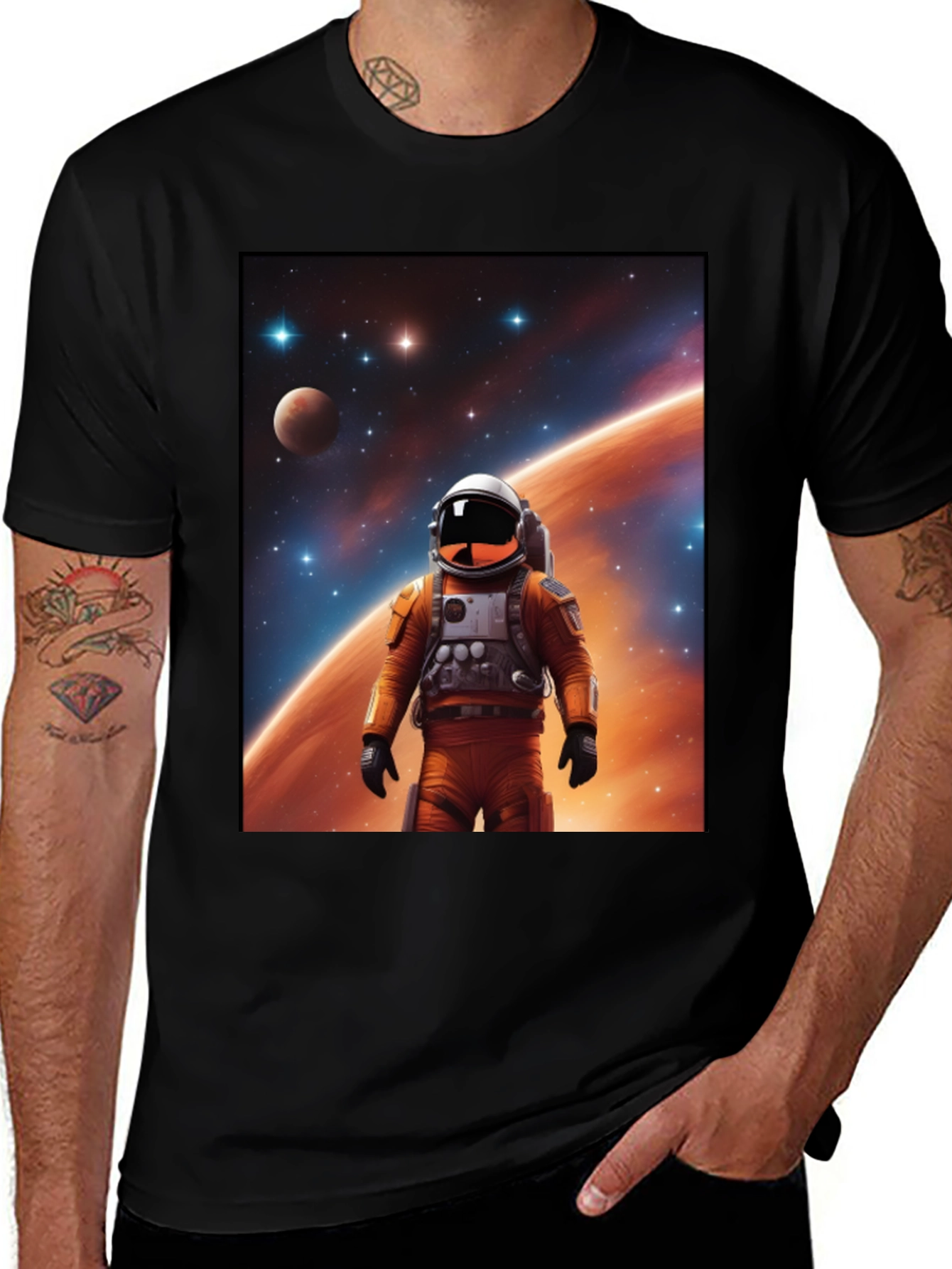 Variant 11 of Astronaut Galaxy Graphic Black T-Shirt