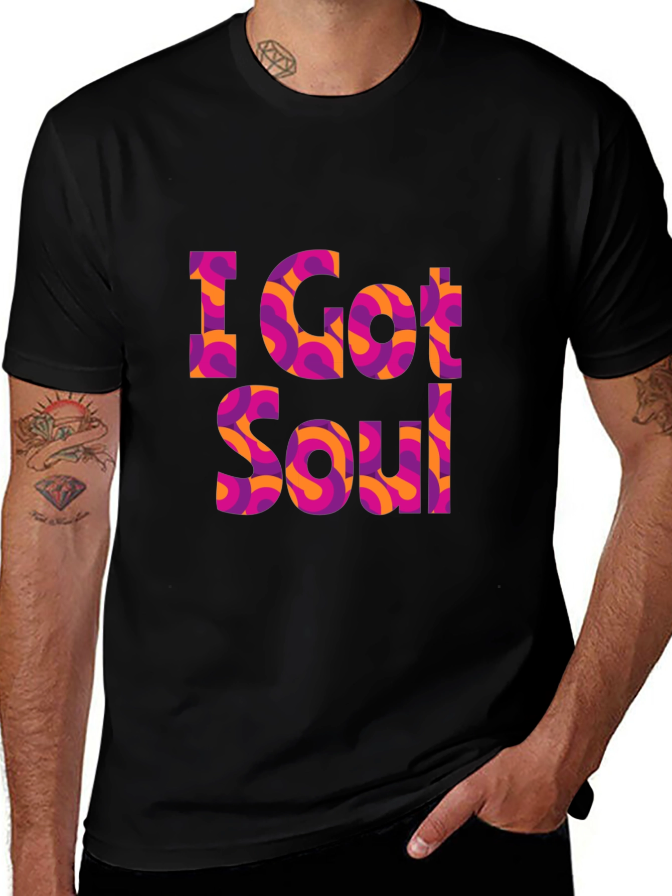 Variant 30 of I Got Soul Graphic Tee - Retro Pattern Black T-Shirt