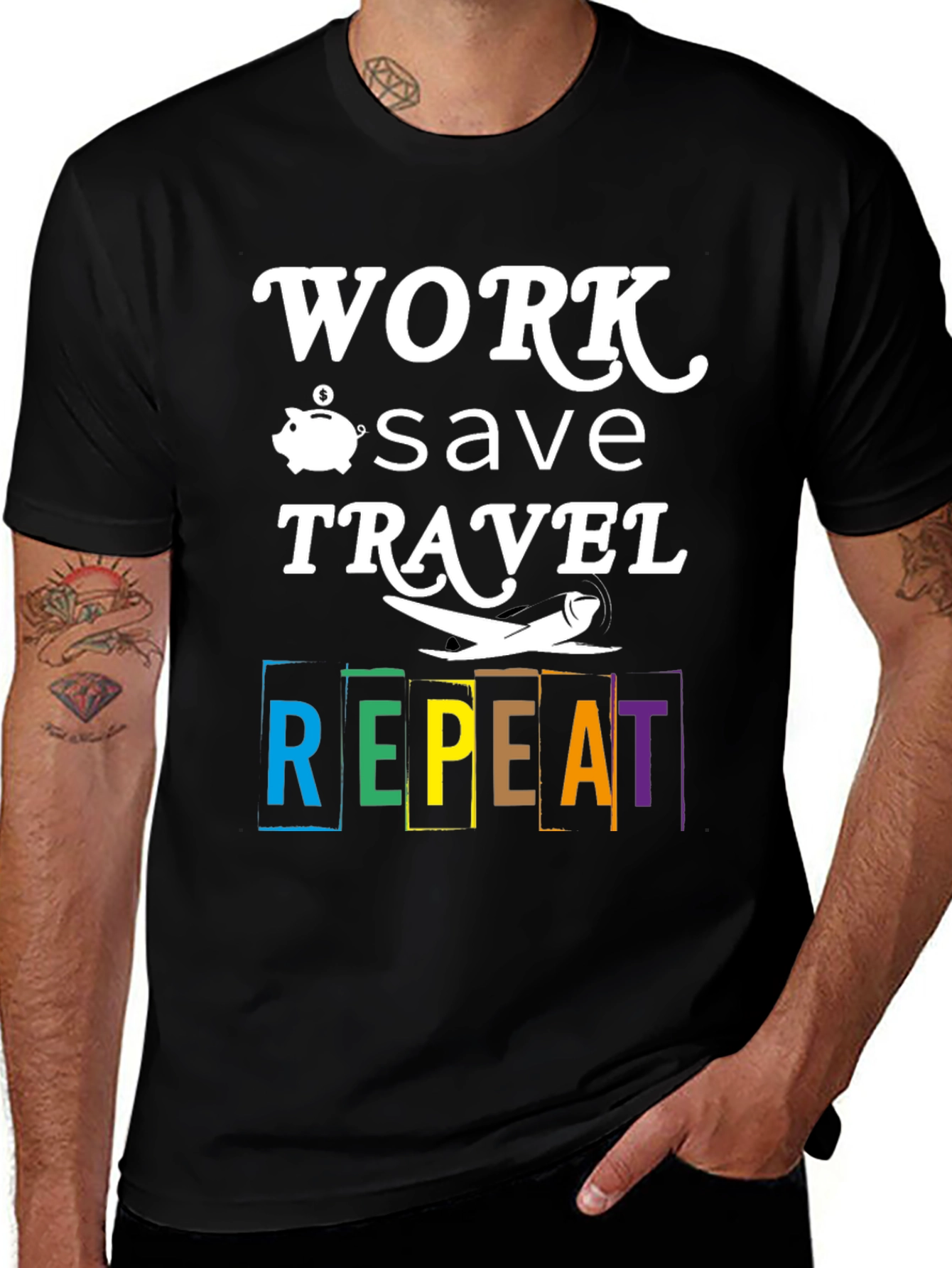 Variant 18 of Work Save Travel Repeat Graphic Tee
