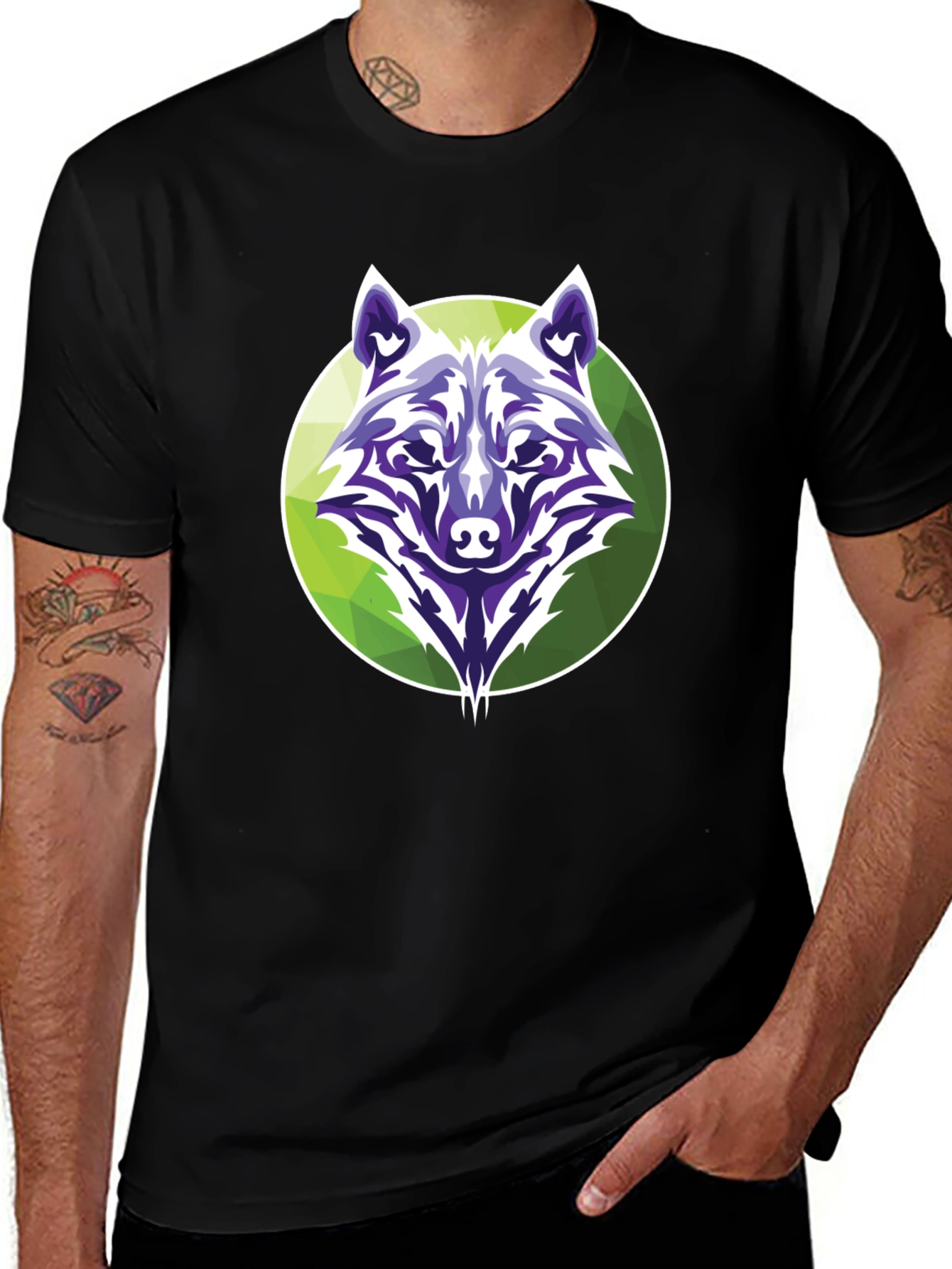 Variant 30 of Wolf Graphic Tee - Modern Geometric Design