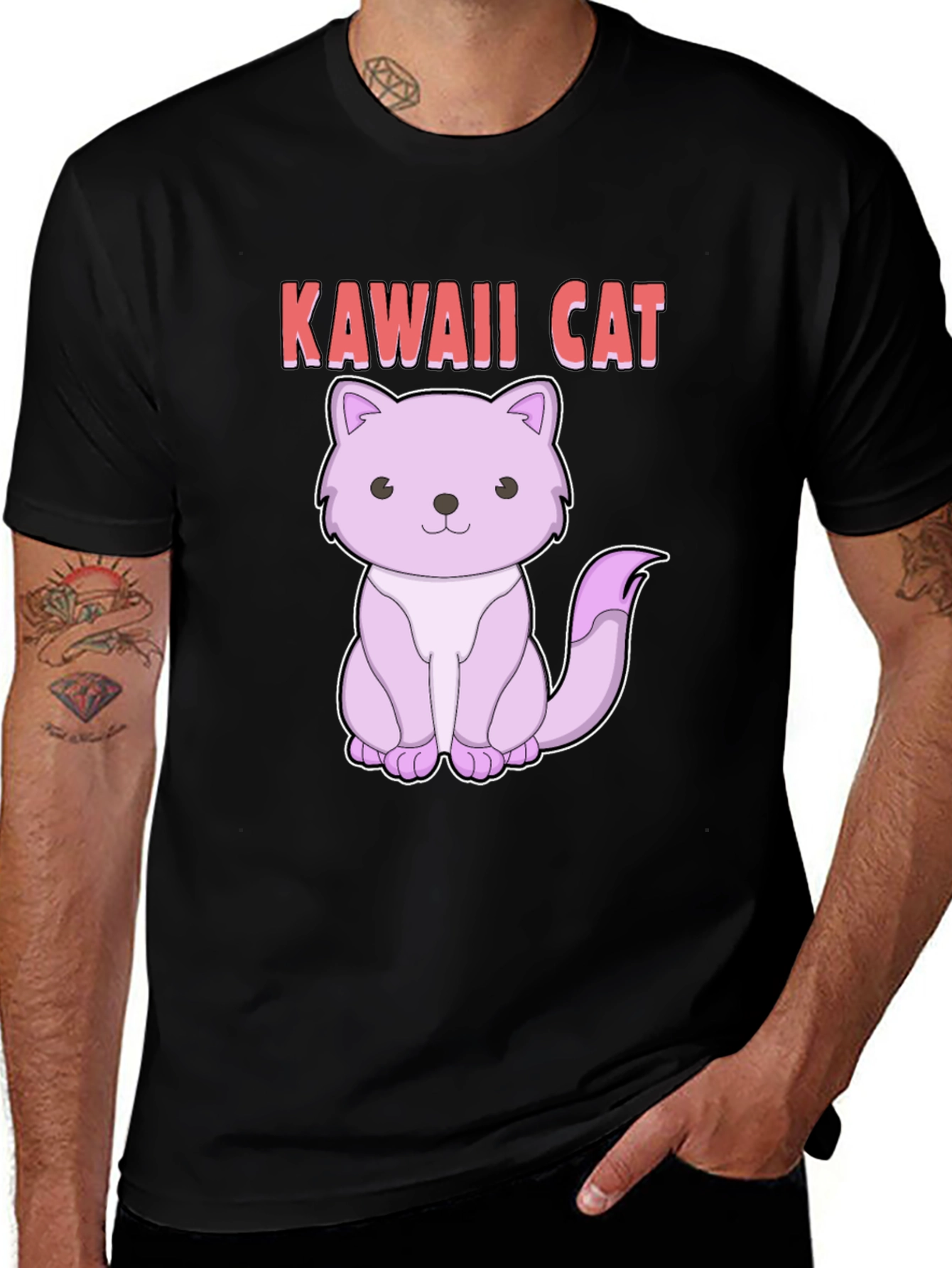 Variant 4 of Kawaii Cat Graphic Tee - Cute Anime Style Shirt