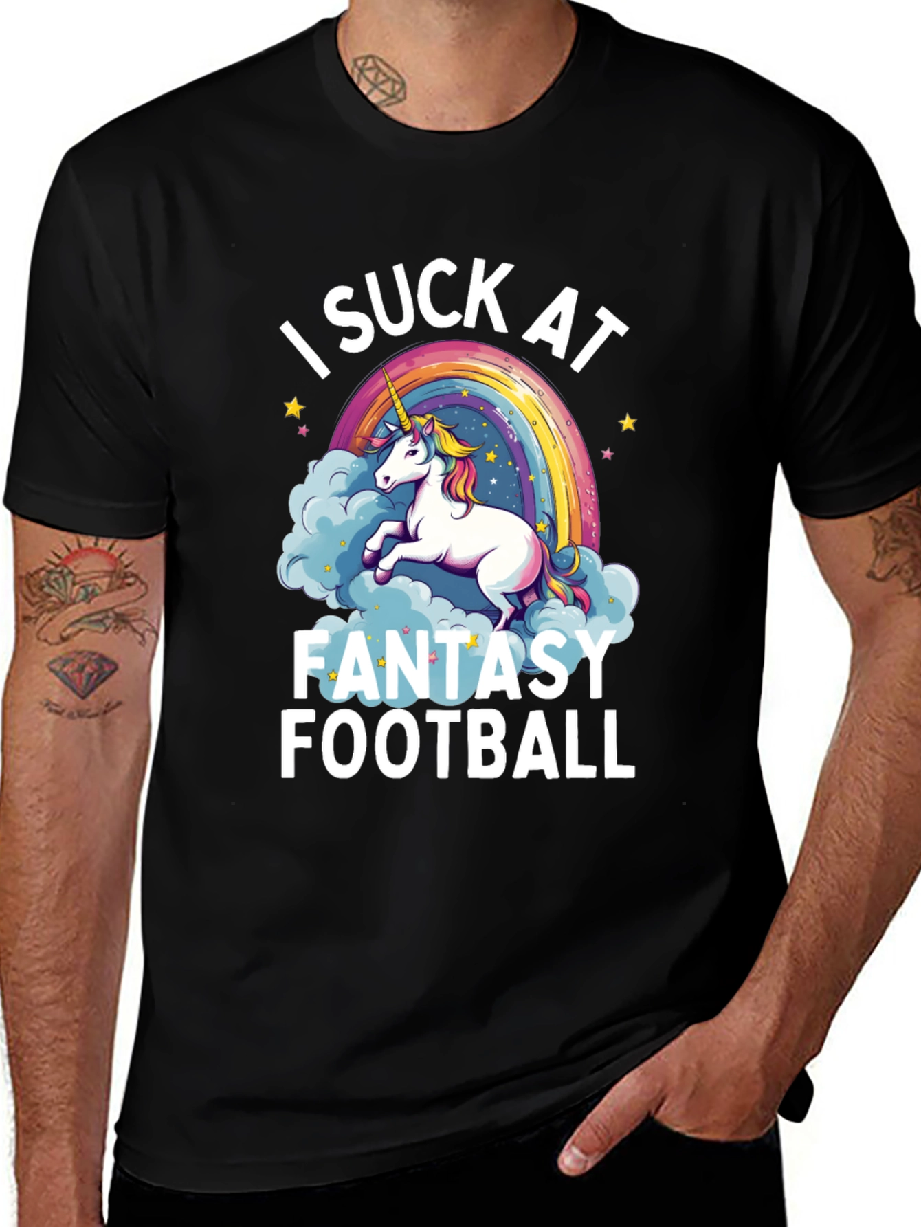 Black I Suck at Fantasy Football T-Shirt main image