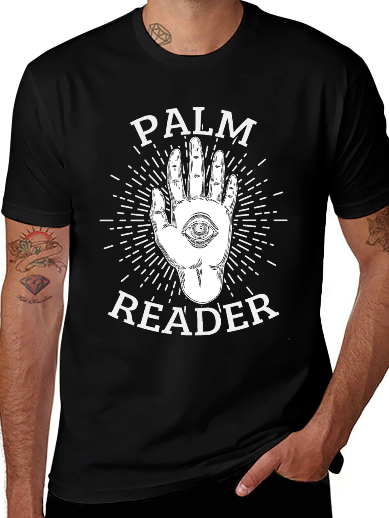 Variant 27 of Palm Reader Graphic Tee - Mystic Hand Eye Design