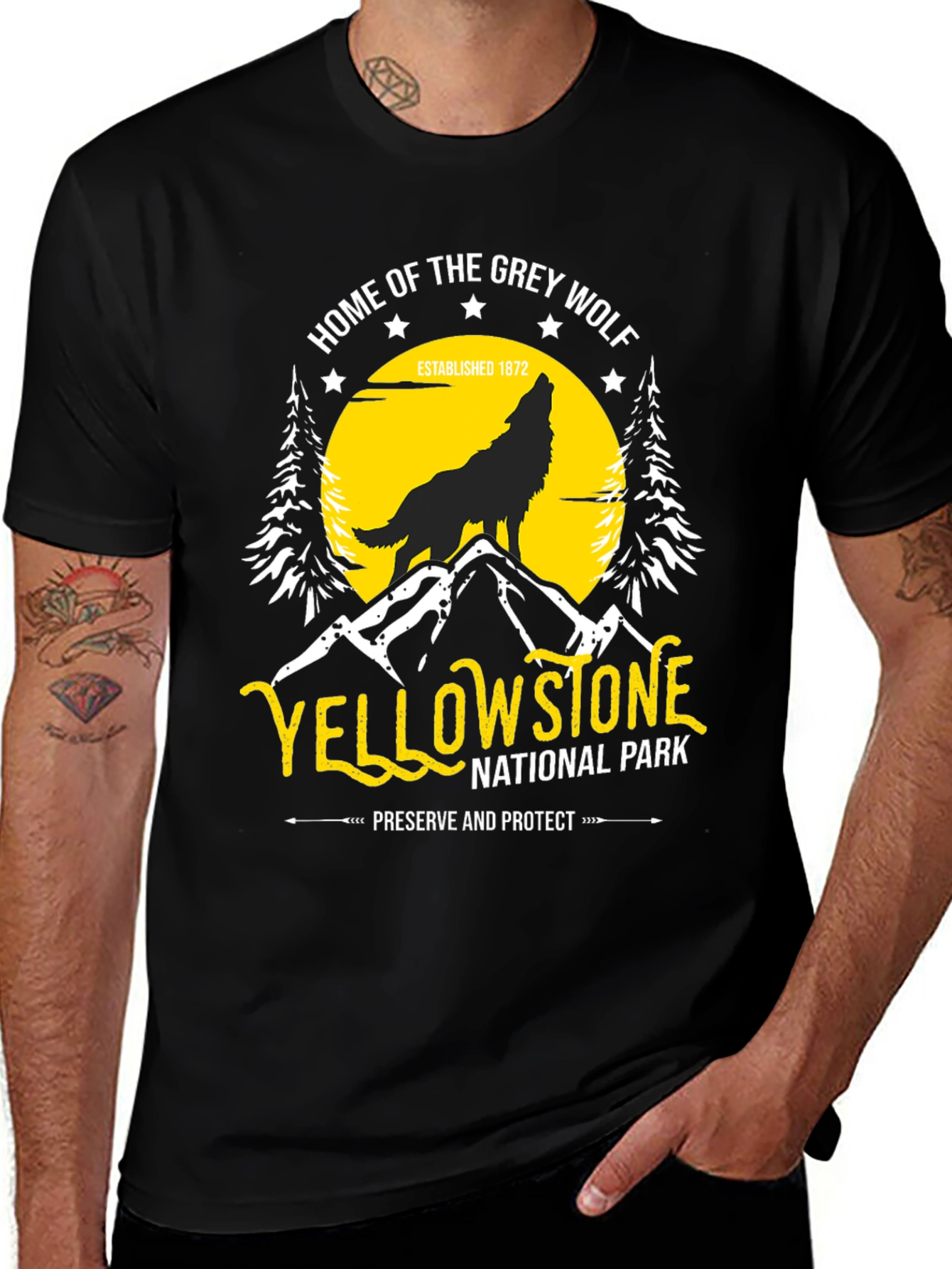 Yellowstone National Park Grey Wolf T-Shirt