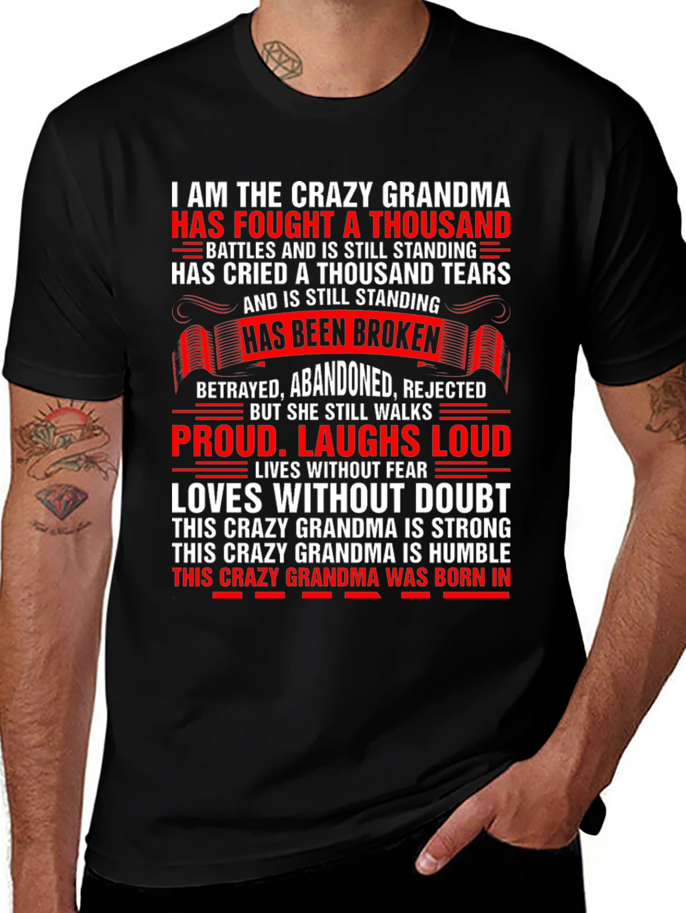 Variant 9 of Crazy Grandma T-Shirt: Strong, Proud, Loud