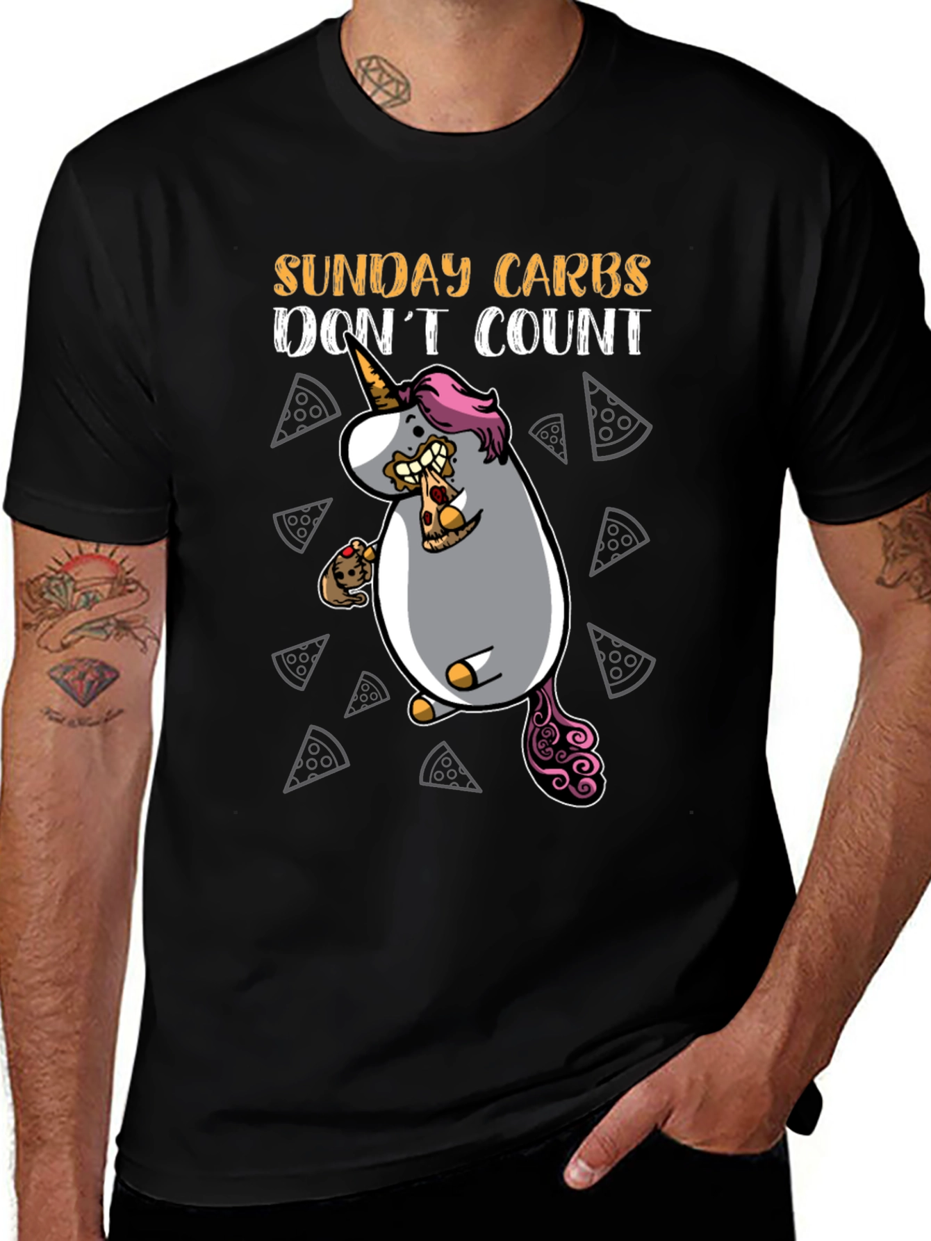 Variant 18 of Funny Sunday Carbs Unicorn Pizza Graphic Tee