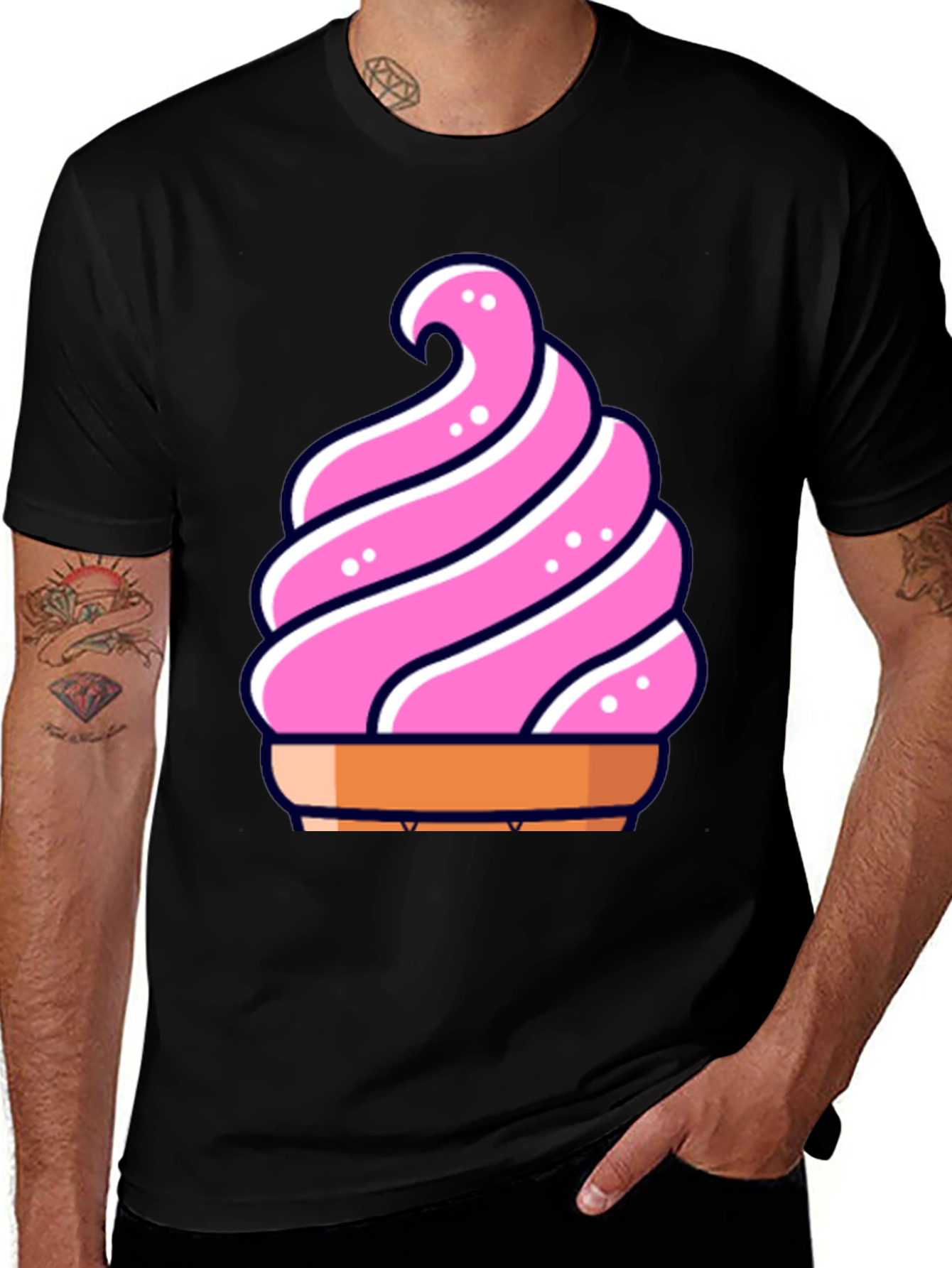 Variant 22 of Pink Swirl Ice Cream Graphic Tee - Fun Summer Shirt