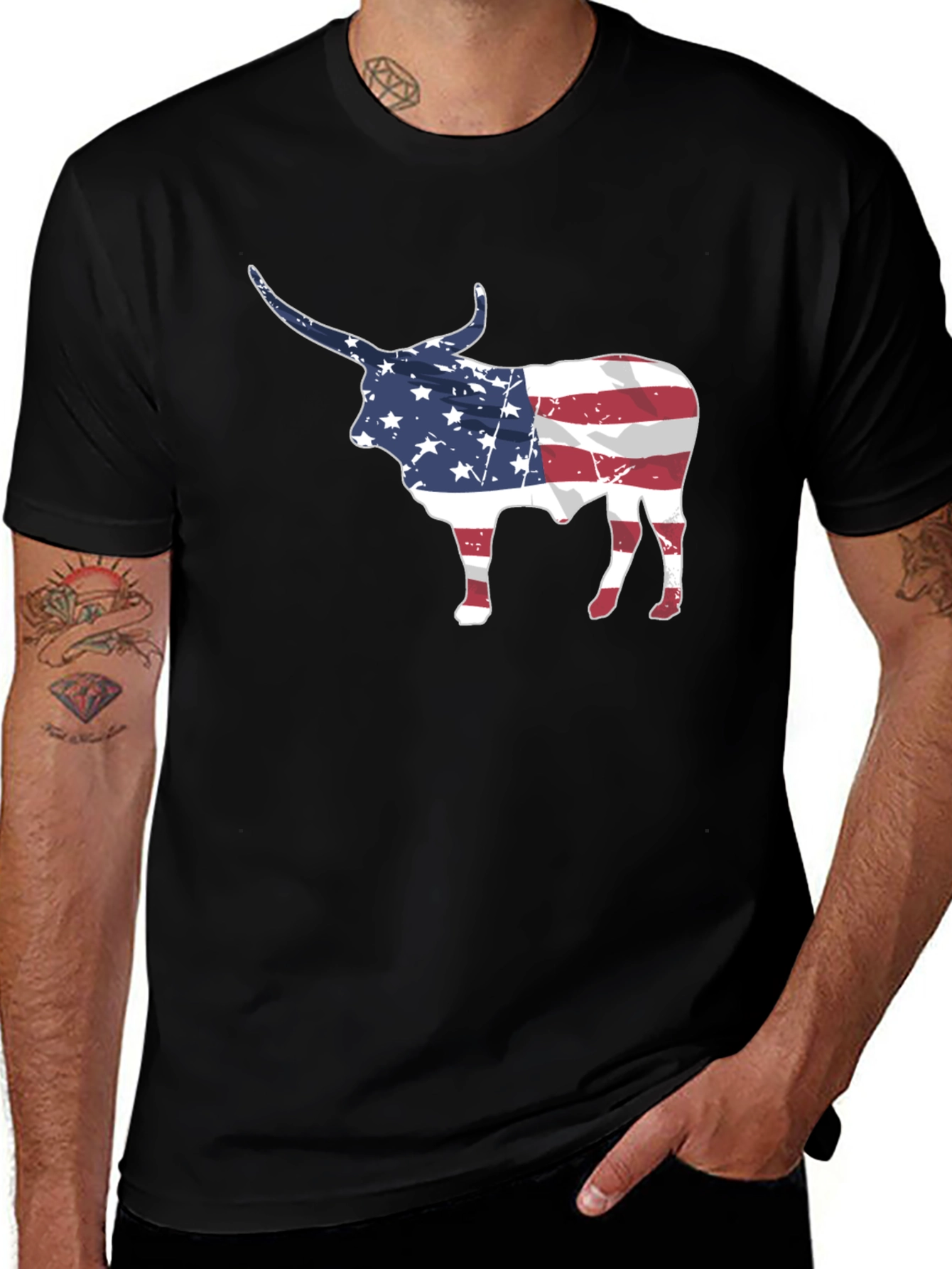 American Flag Bull Graphic Tee