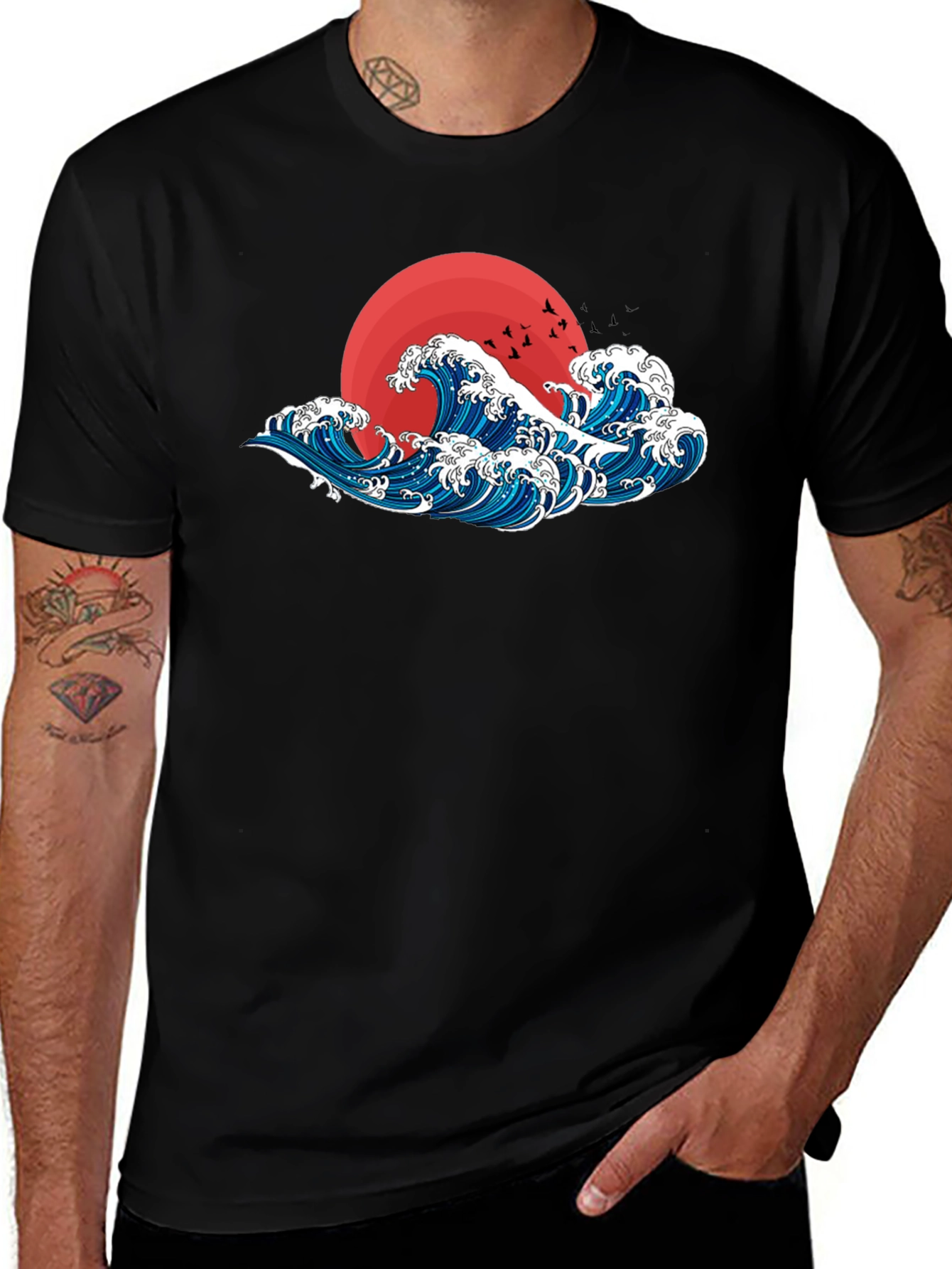 Variant 10 of Great Wave Graphic Tee -  Japanese Art Shirt