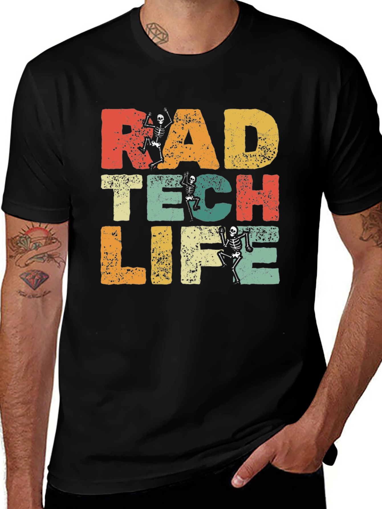 Rad Tech Life Skeleton Graphic Tee - Black