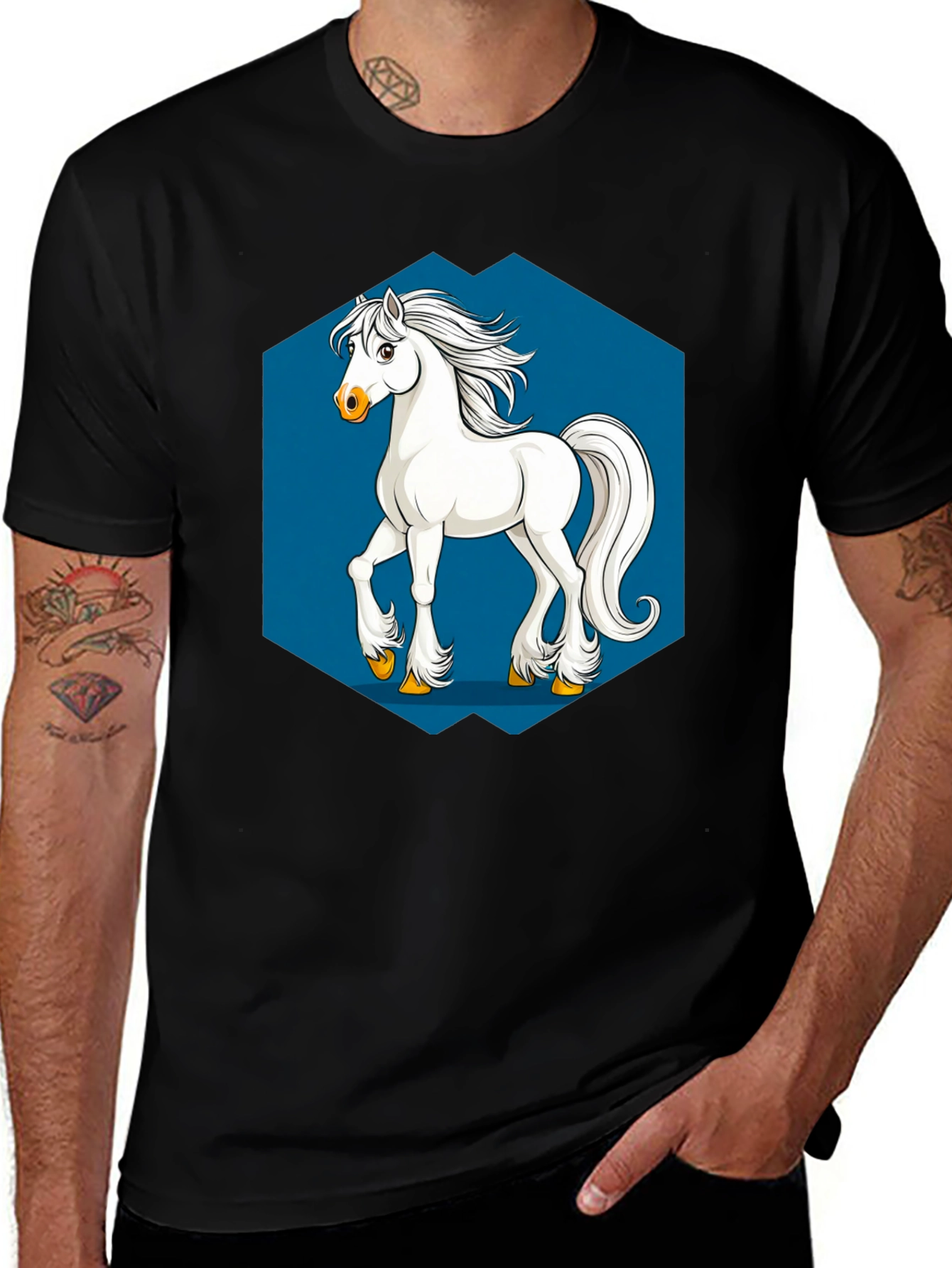 Variant 17 of Horse Graphic Tee - Black Cotton T-Shirt