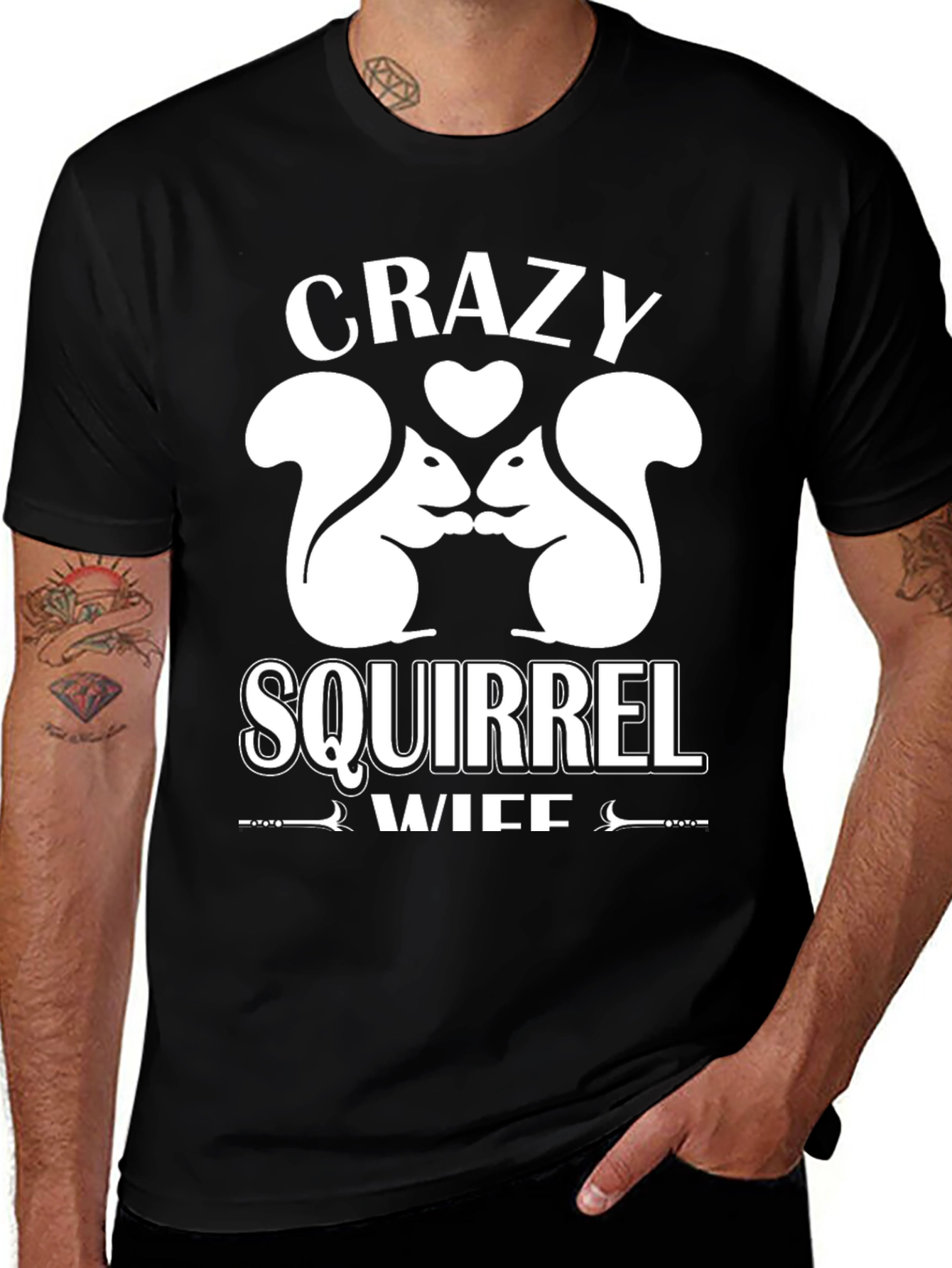 Variant 13 of Crazy Squirrel Wife T-Shirt - Black Cotton Blend Novelty Tee