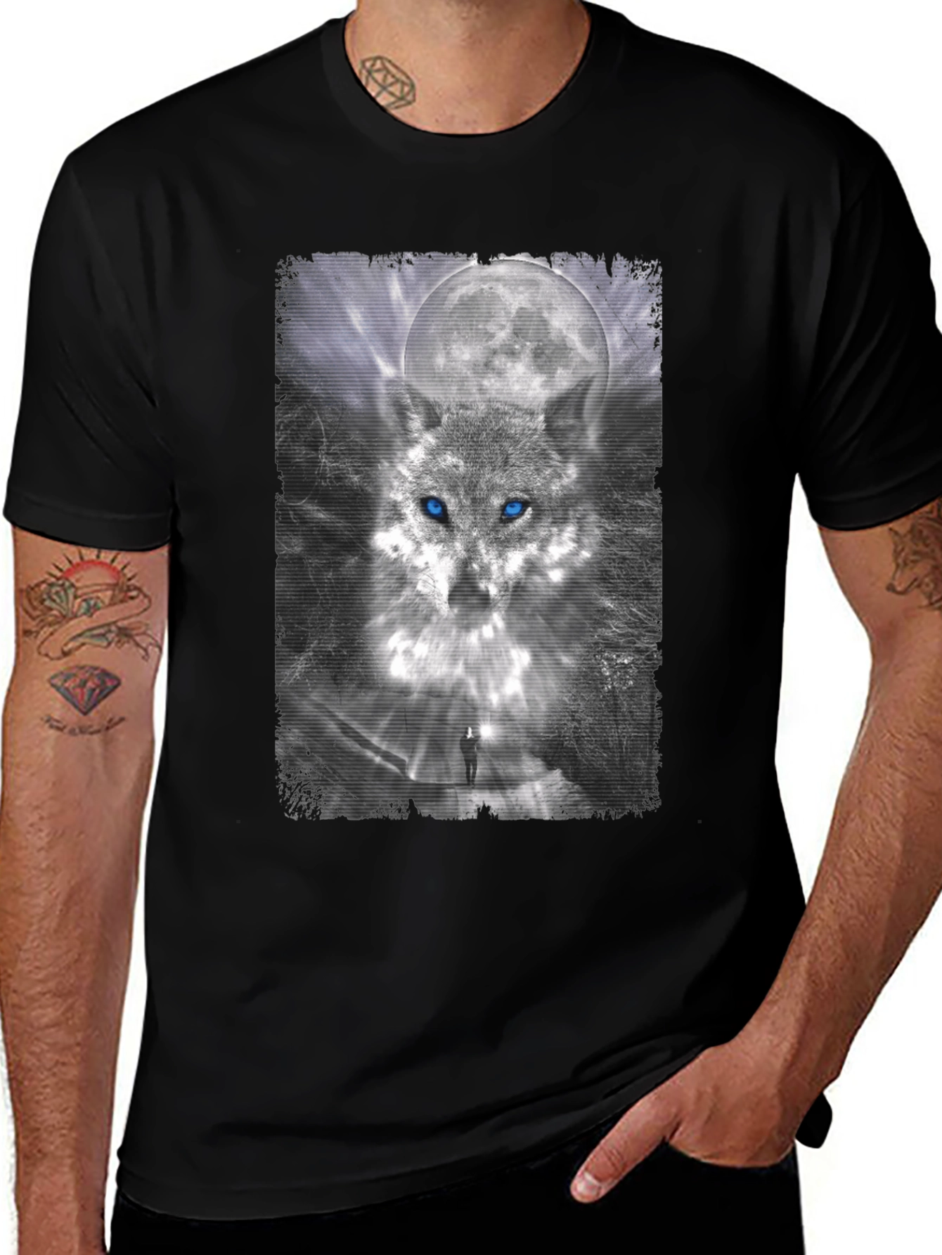 Variant 14 of Wolf Moon Graphic Tee - Stylish Black T-Shirt