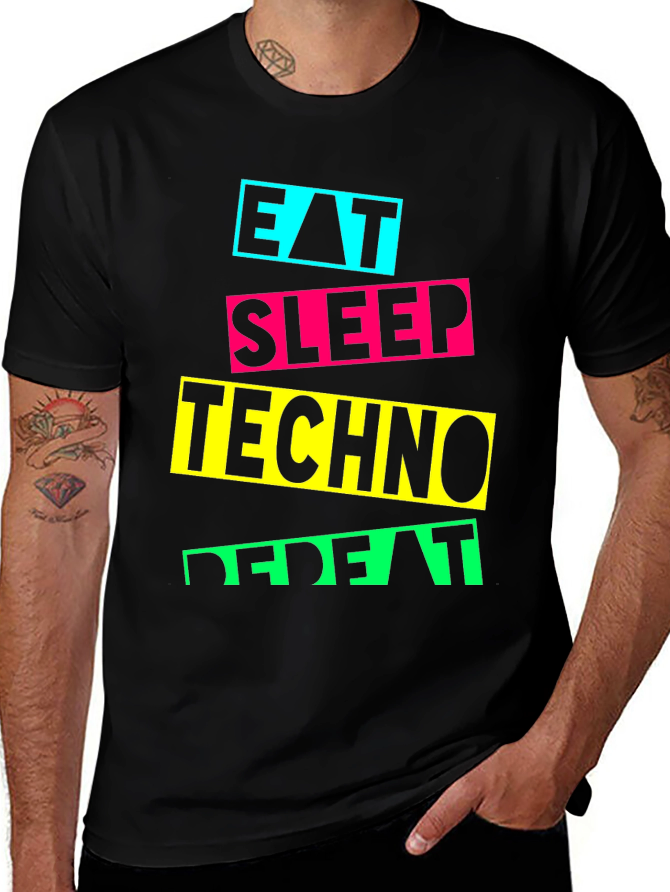 Variant 22 of Eat Sleep Techno Repeat Graphic T-Shirt