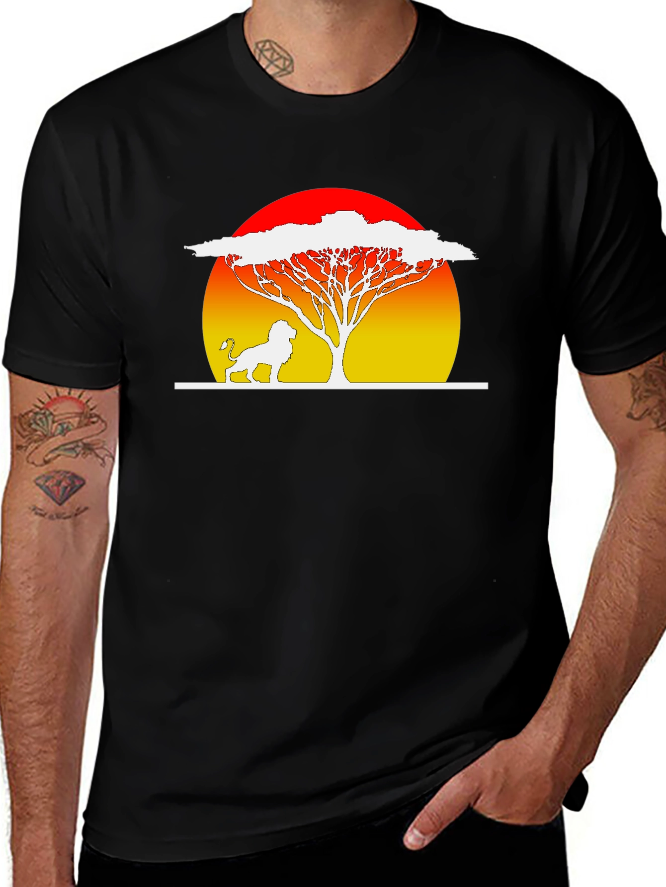 Variant 28 of African Sunset Lion Tree Graphic T-Shirt
