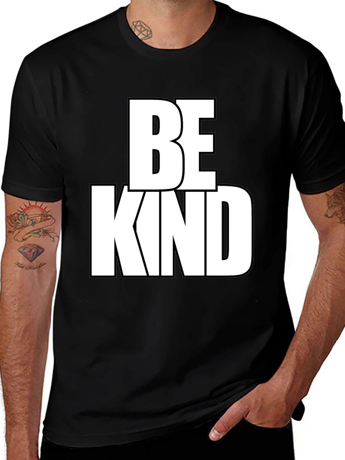 Variant 6 of Be Kind Graphic Tee - Black Cotton Blend