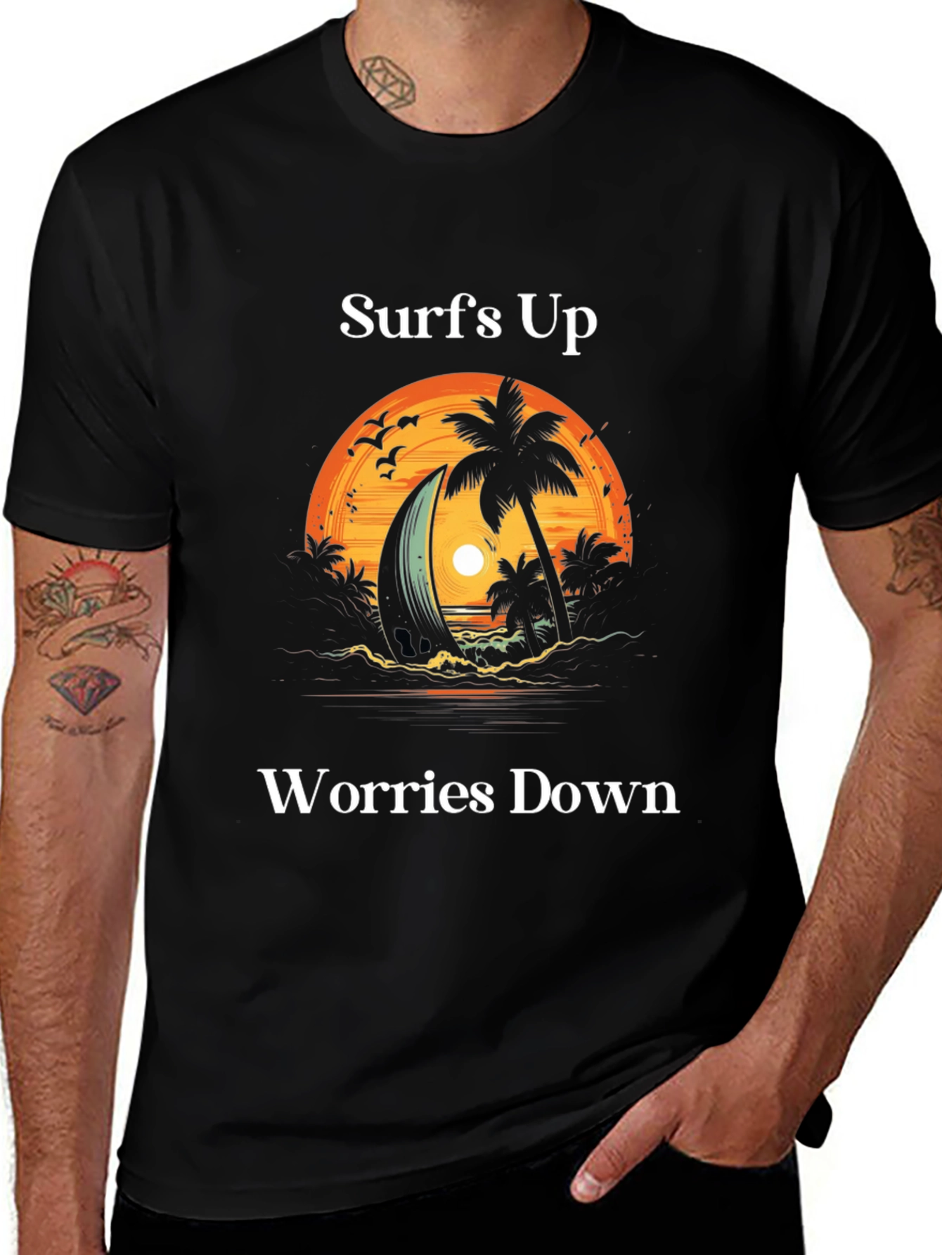 Variant 29 of Surf's Up Worries Down Graphic Tee