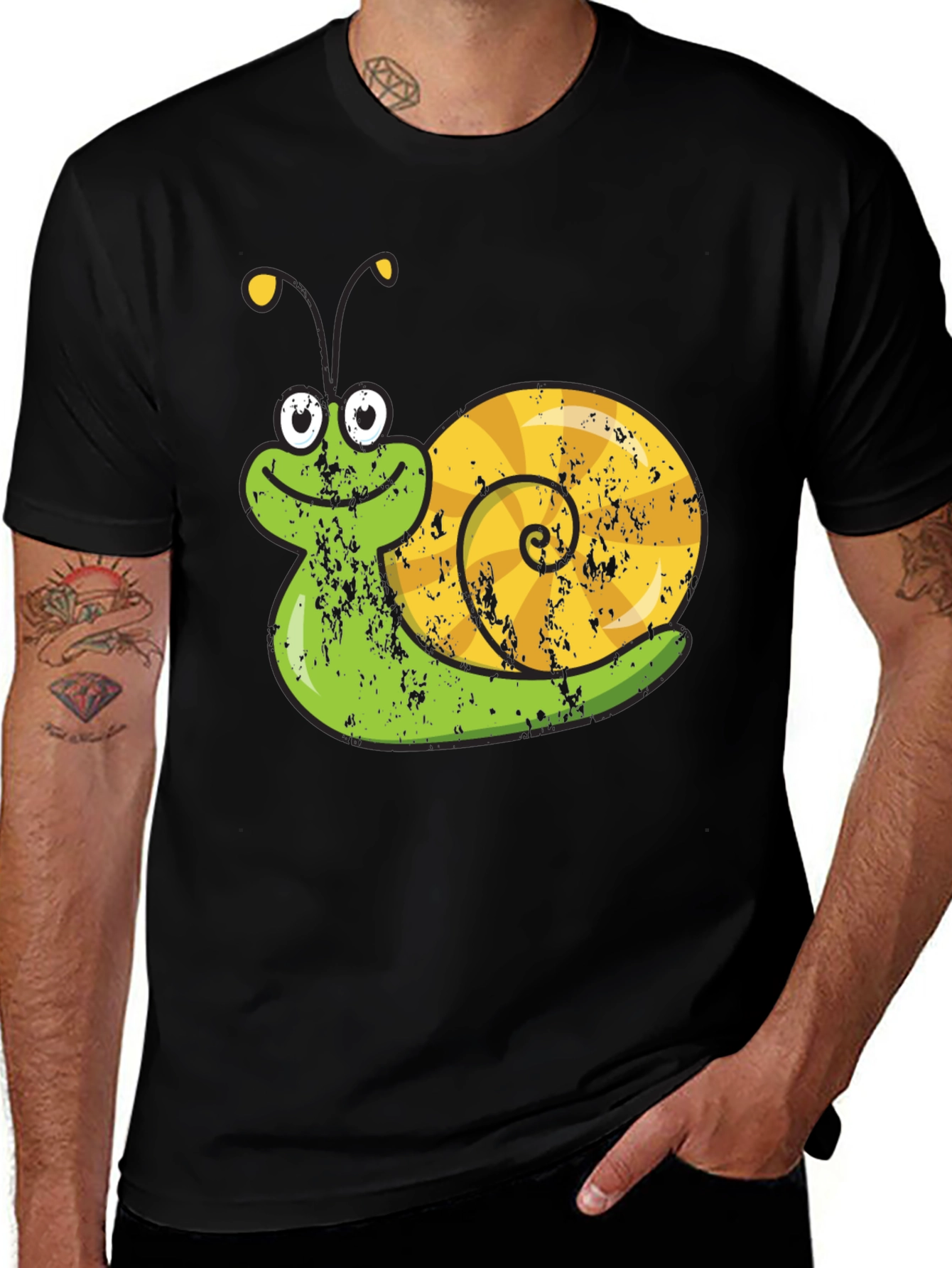 Variant 13 of Cartoon Snail Graphic T-Shirt - Black