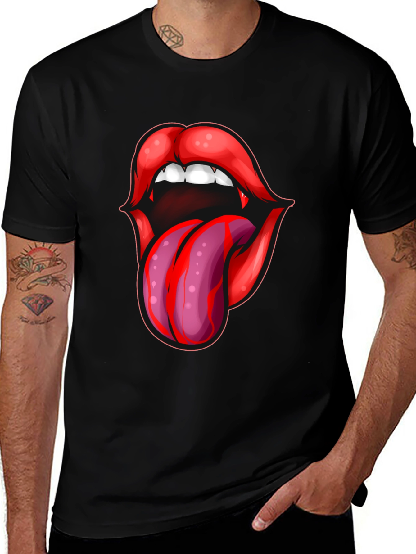 Variant 4 of Vampire Lips Tongue Graphic T-Shirt
